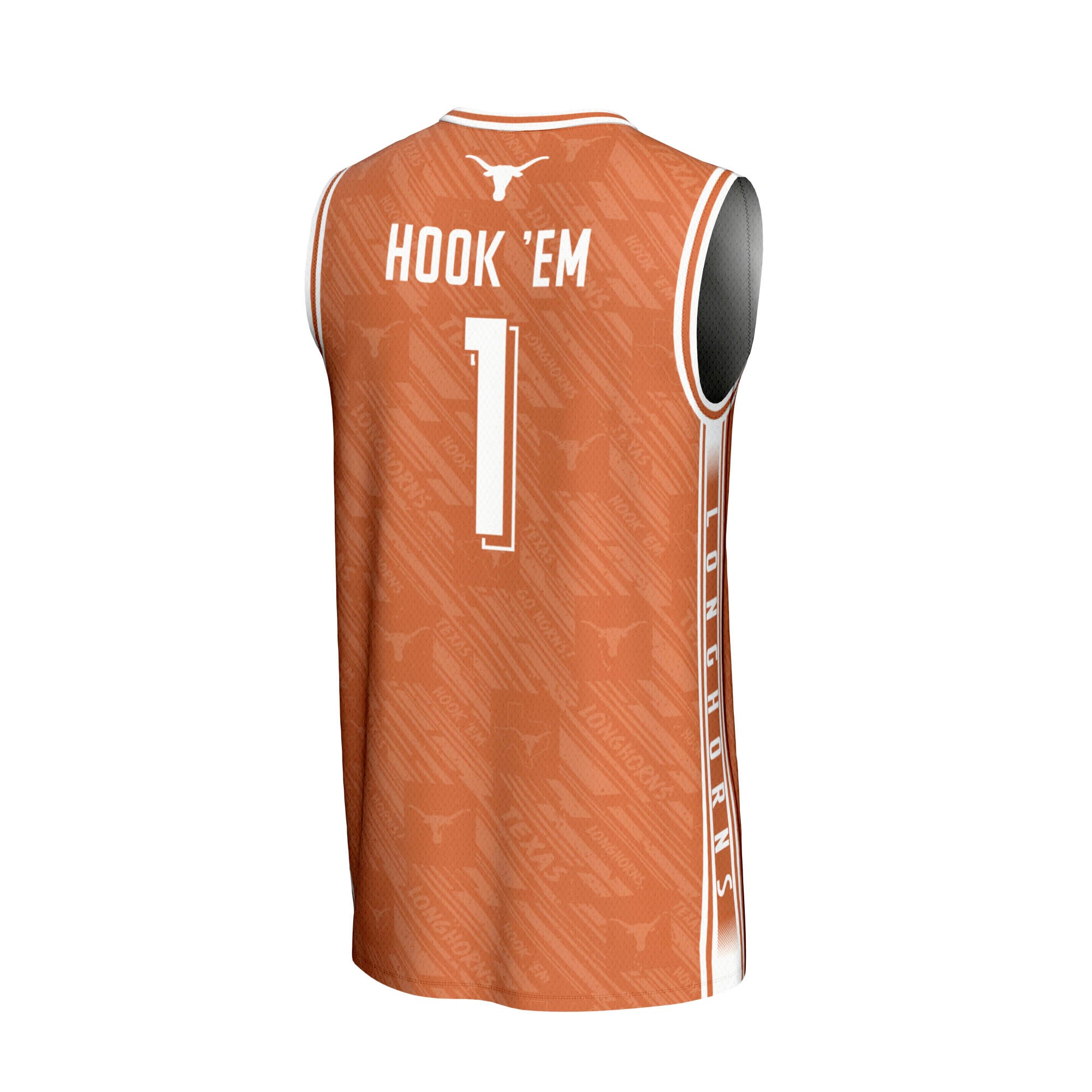 #1 Texas Longhorns Unisex Lightweight Highlight Print Basketball Jersey Texas Orange - back view