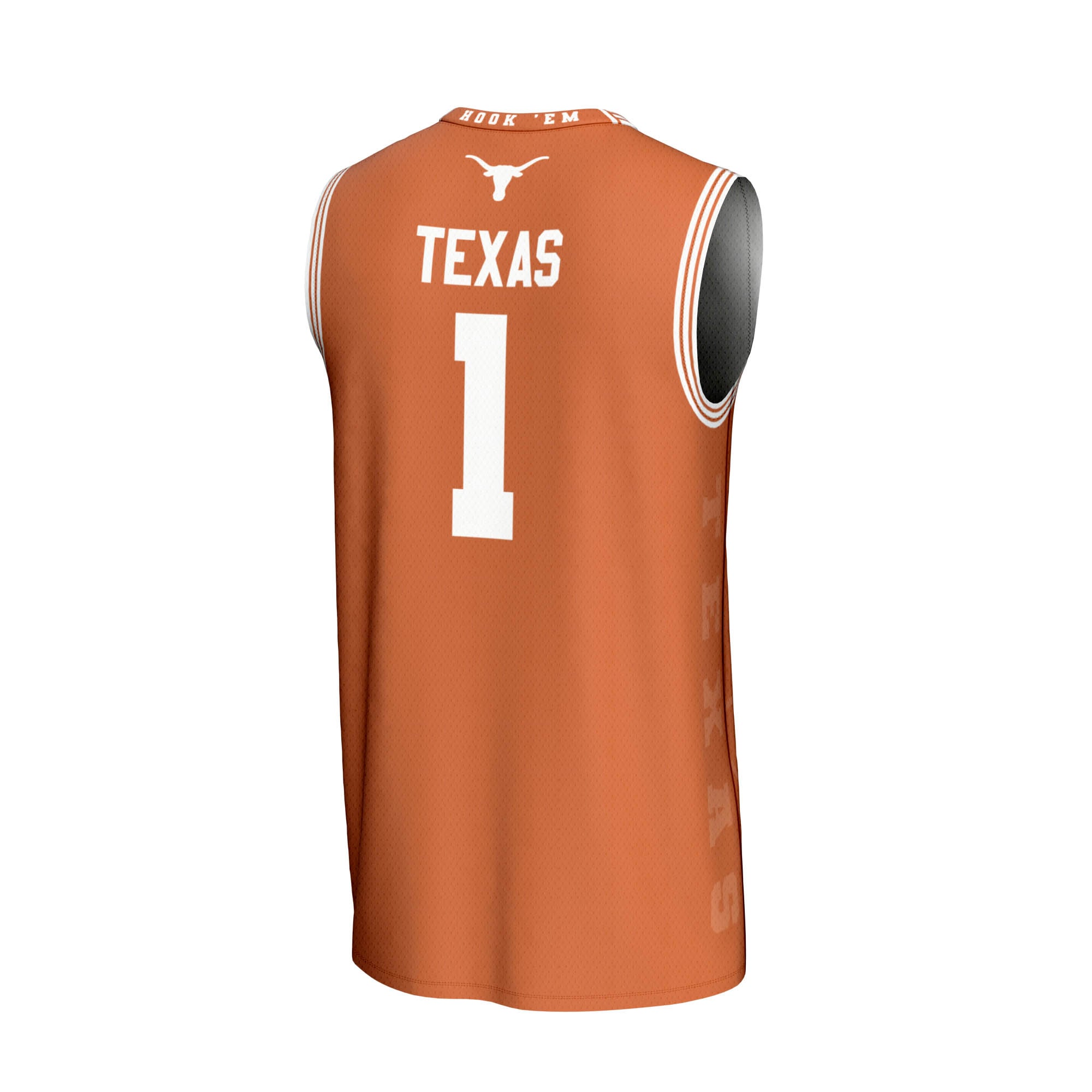 #1 Texas Longhorns Unisex Lightweight Icon Print Basketball Jersey Texas Orange - back view