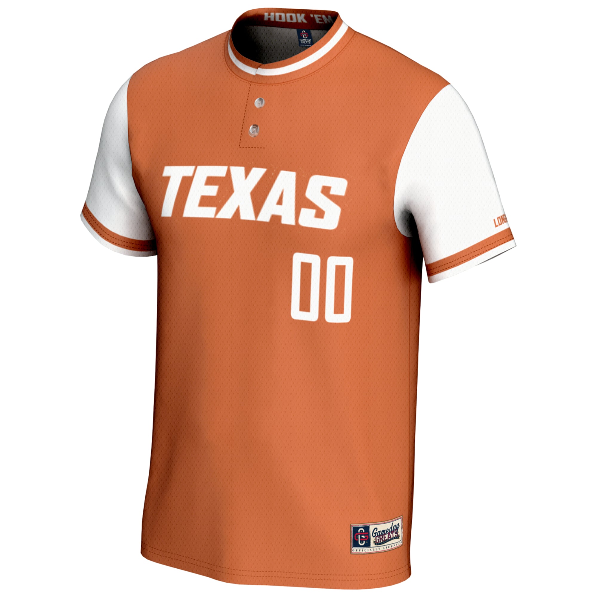 Texas Longhorns Unisex Lightweight Softball Jersey Burnt Orange - front view