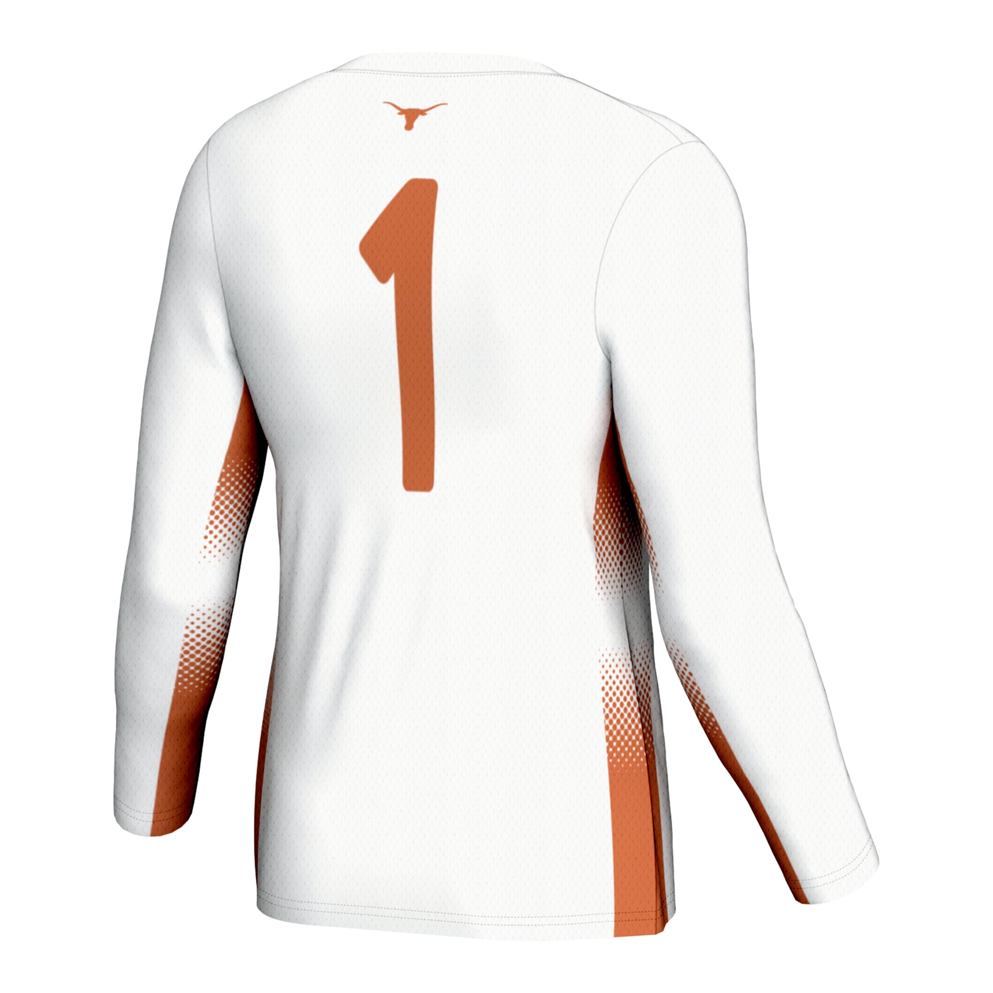 #1 Texas Longhorns Unisex Lightweight Volleyball Jersey White - back view