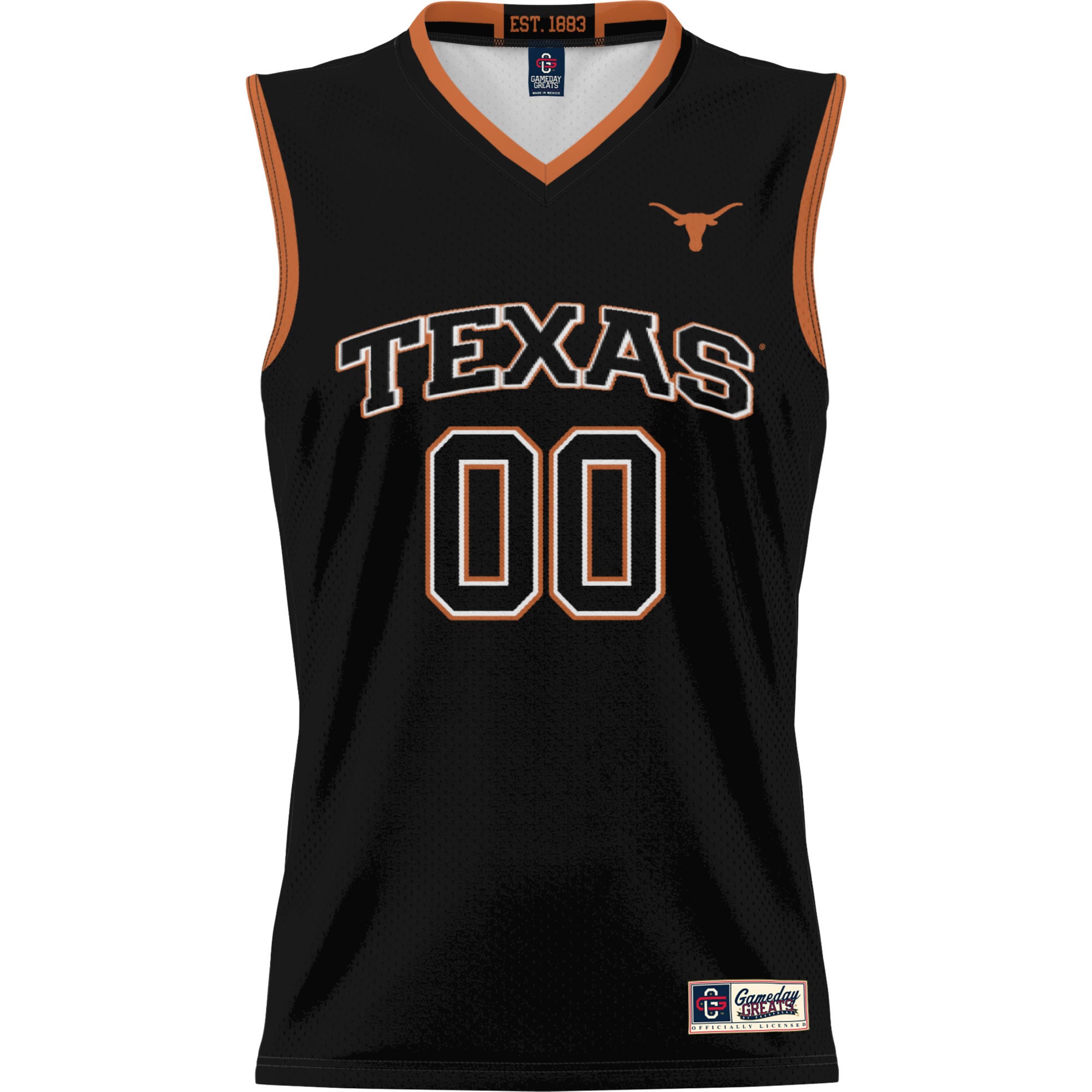 Texas Longhorns Unisex Lightweight Women's Basketball Jersey Black - front view