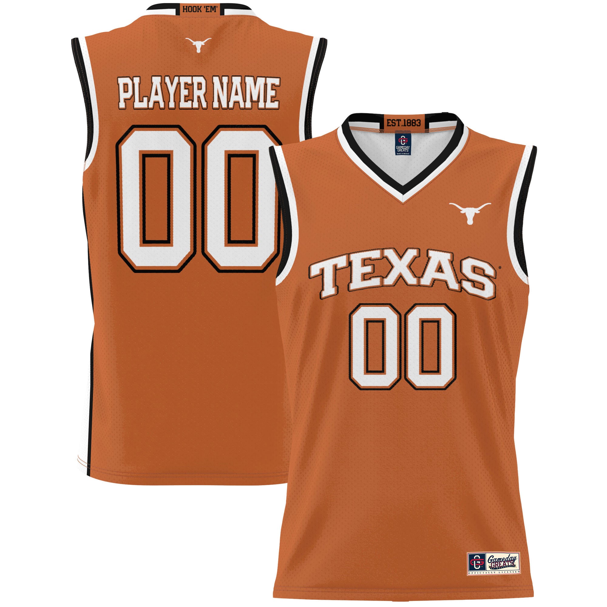 Texas Longhorns Youth Lightweight Women's Basketball Jersey Orange - front and back view