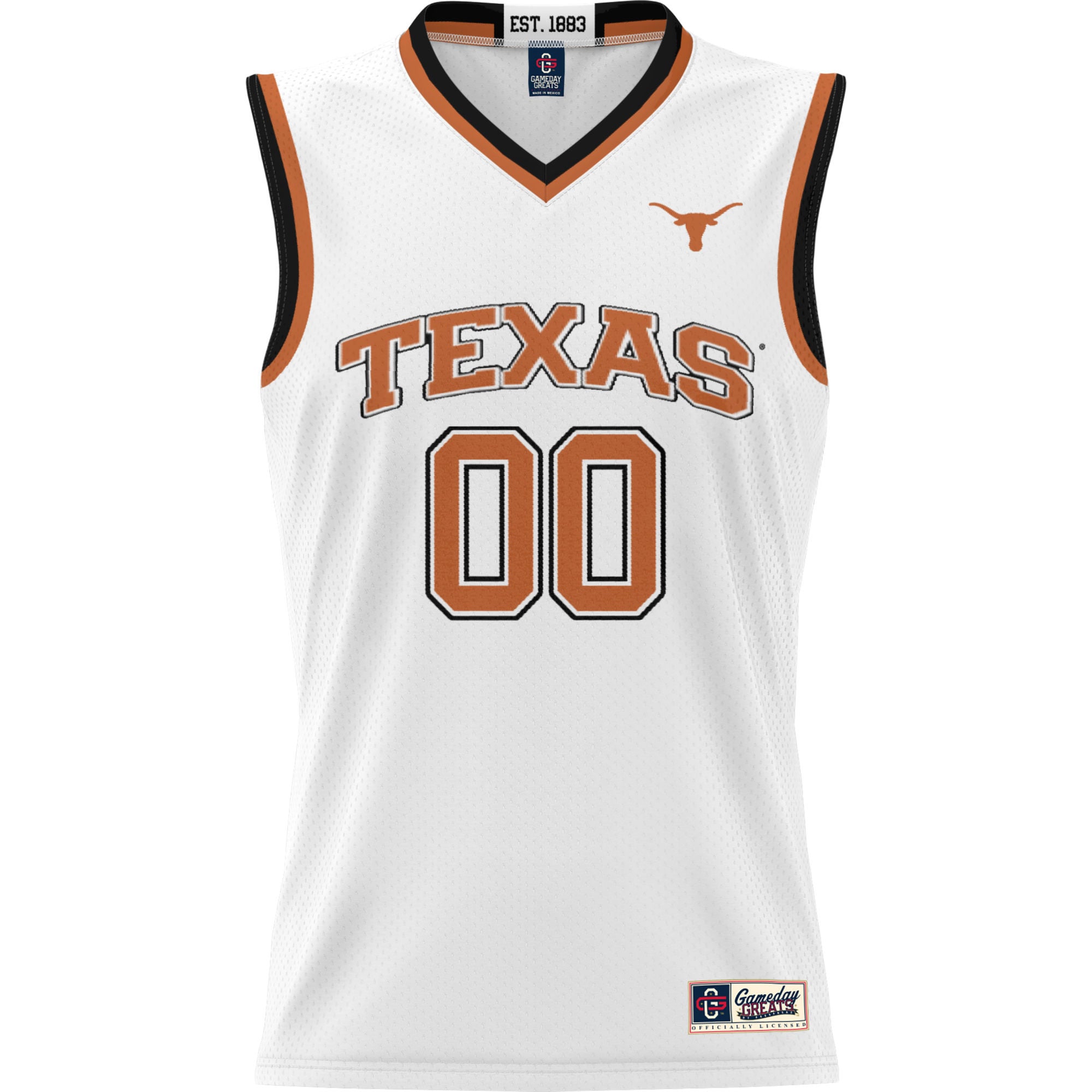 Texas Longhorns Unisex Lightweight Women's Basketball Jersey White - front view