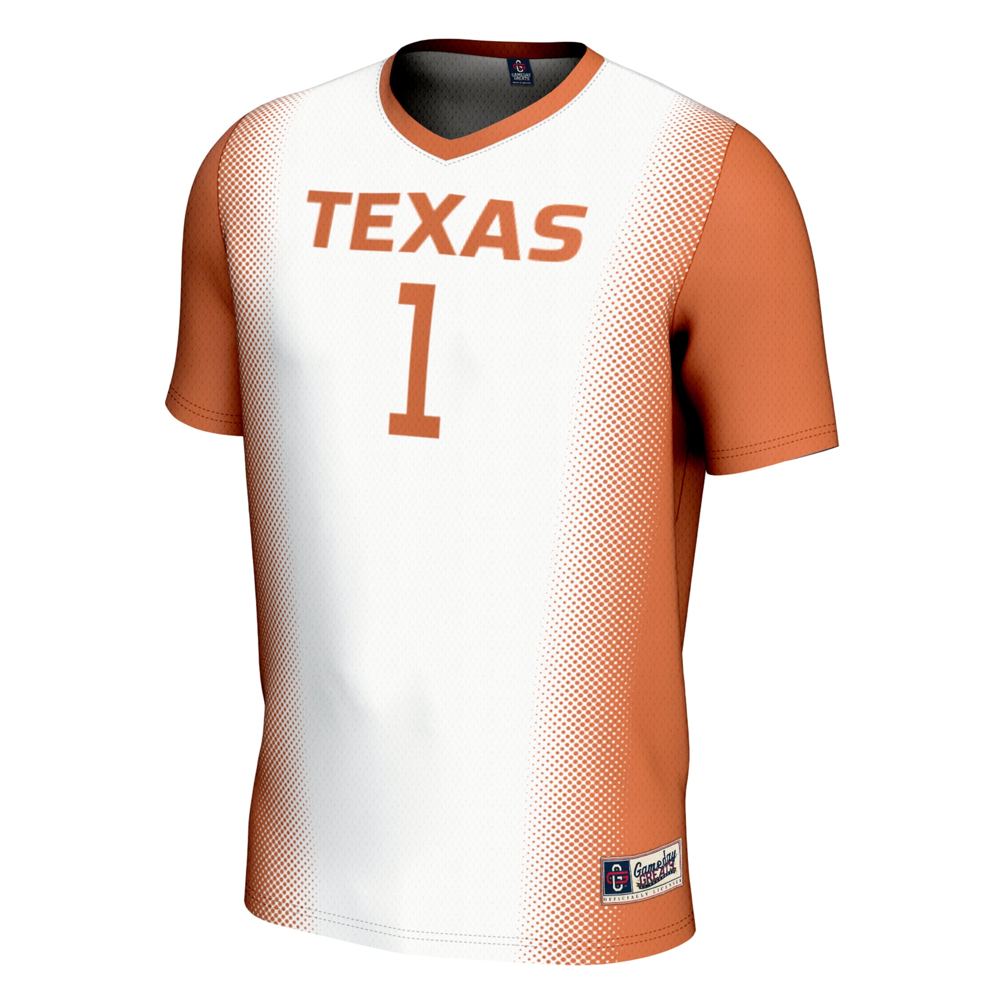 #1 Texas Longhorns Unisex Lightweight Women's Soccer Jersey White - front view