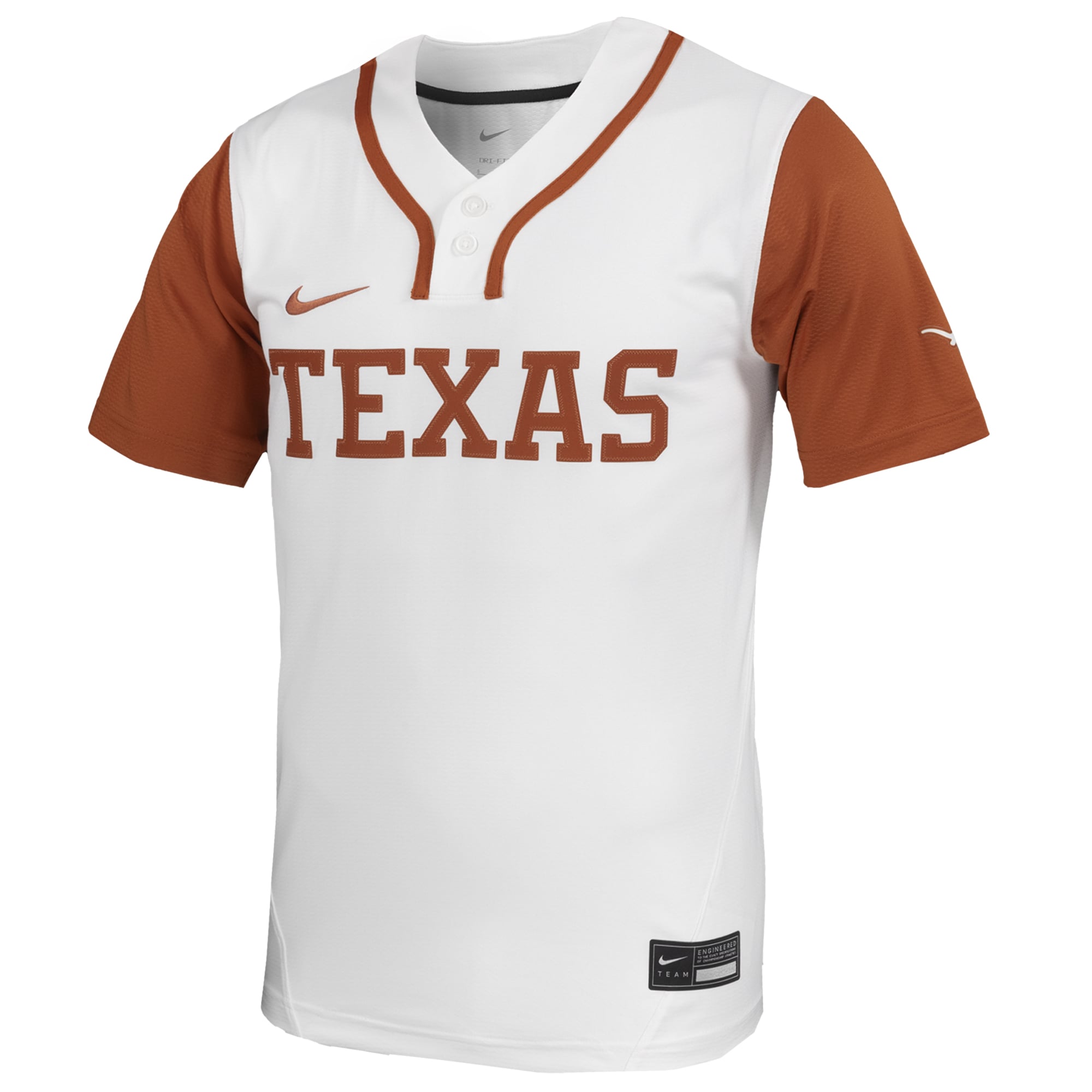 Texas Longhorns Unisex Softball Jersey White - front view