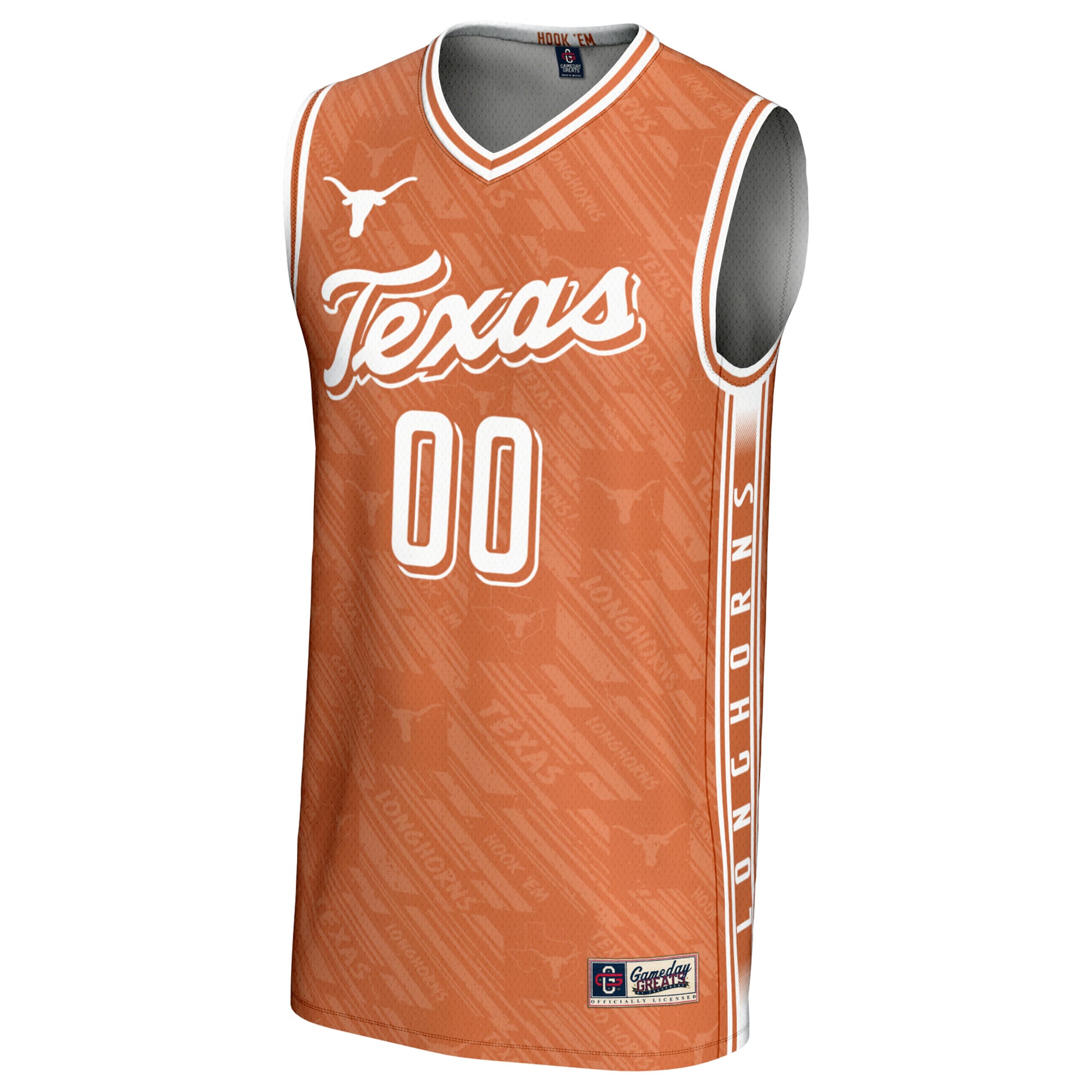 Texas Longhorns Unisex Women's Basketball Lightweight Highlight Print Jersey Texas - front view