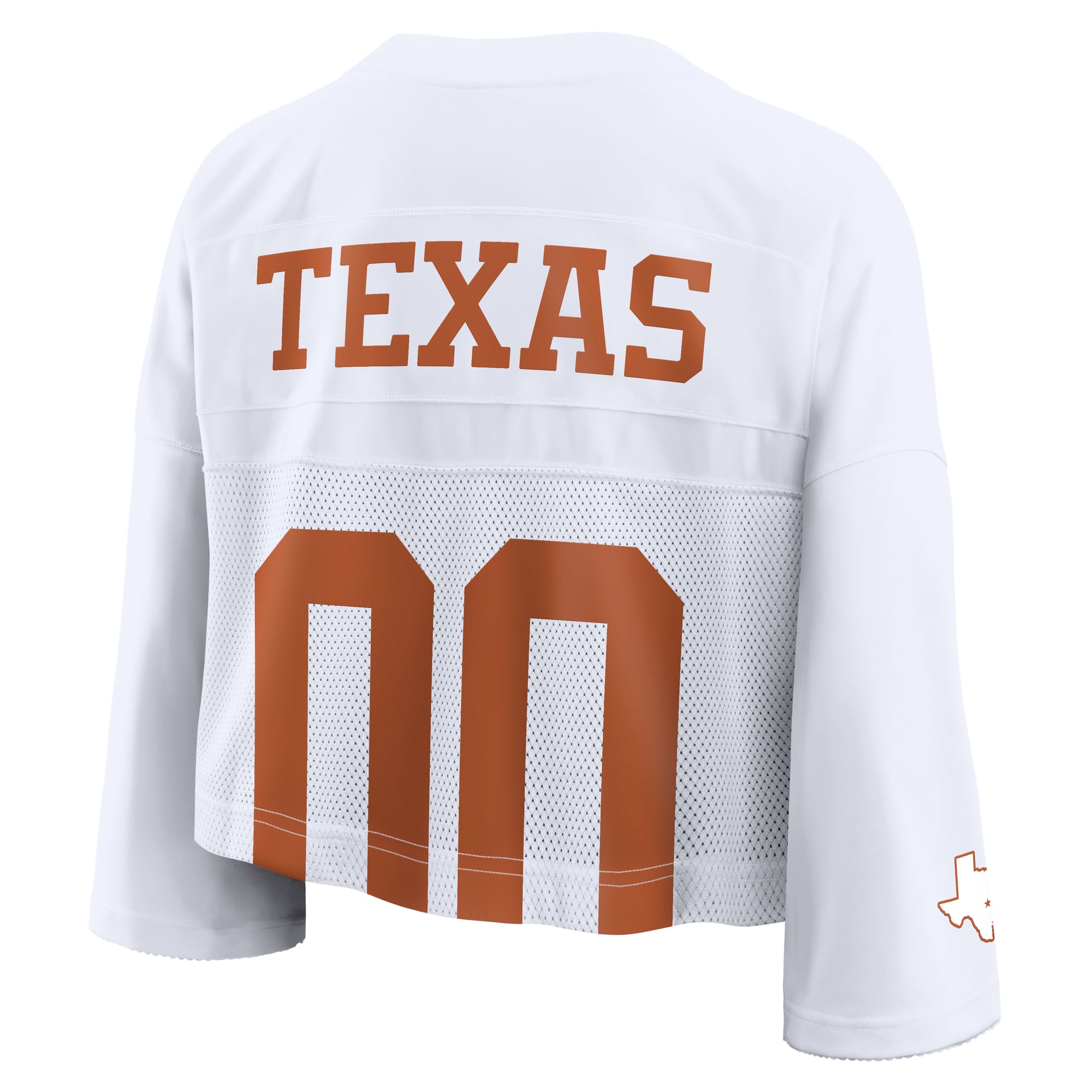Texas Longhorns Women's Cropped Mesh Fashion Jersey White - back view