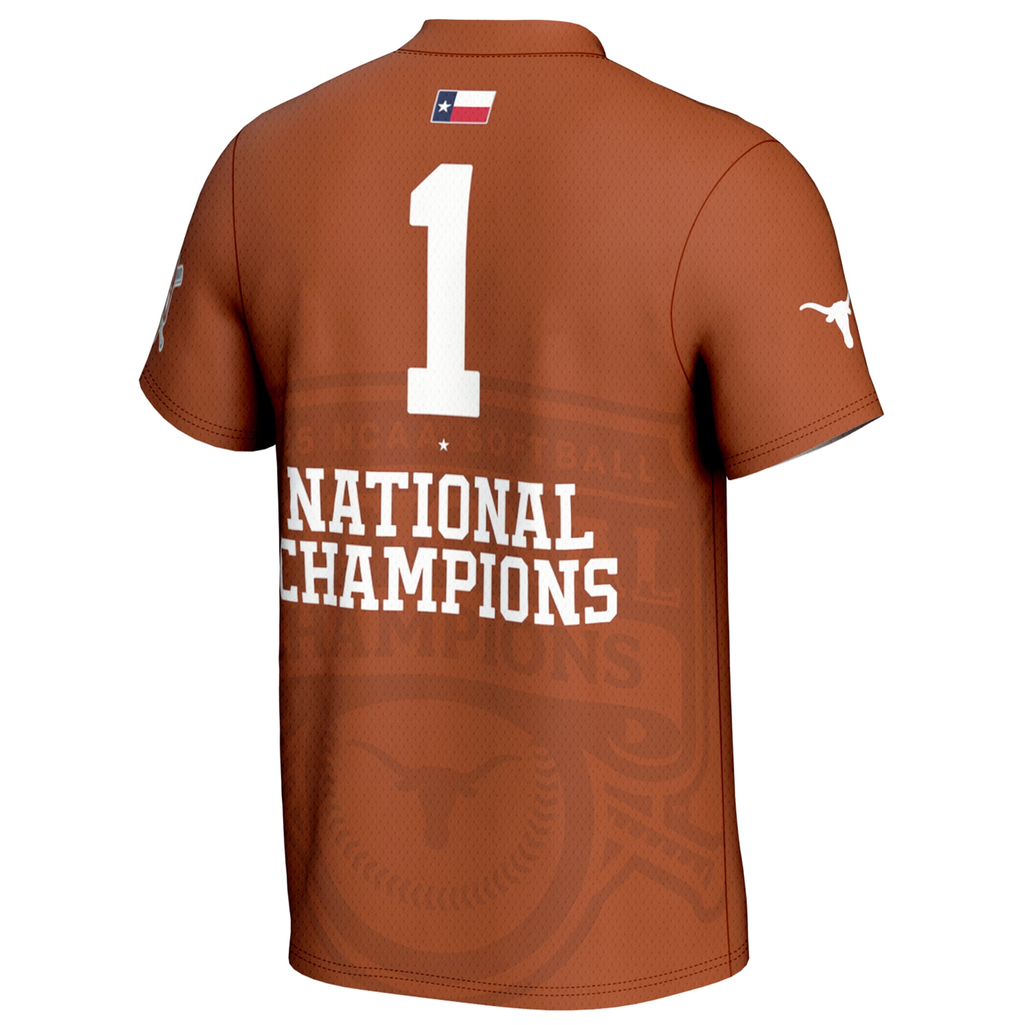 #1 Texas Longhorns Youth 2025 NCAA Softball Women's College World Series Champions - back view