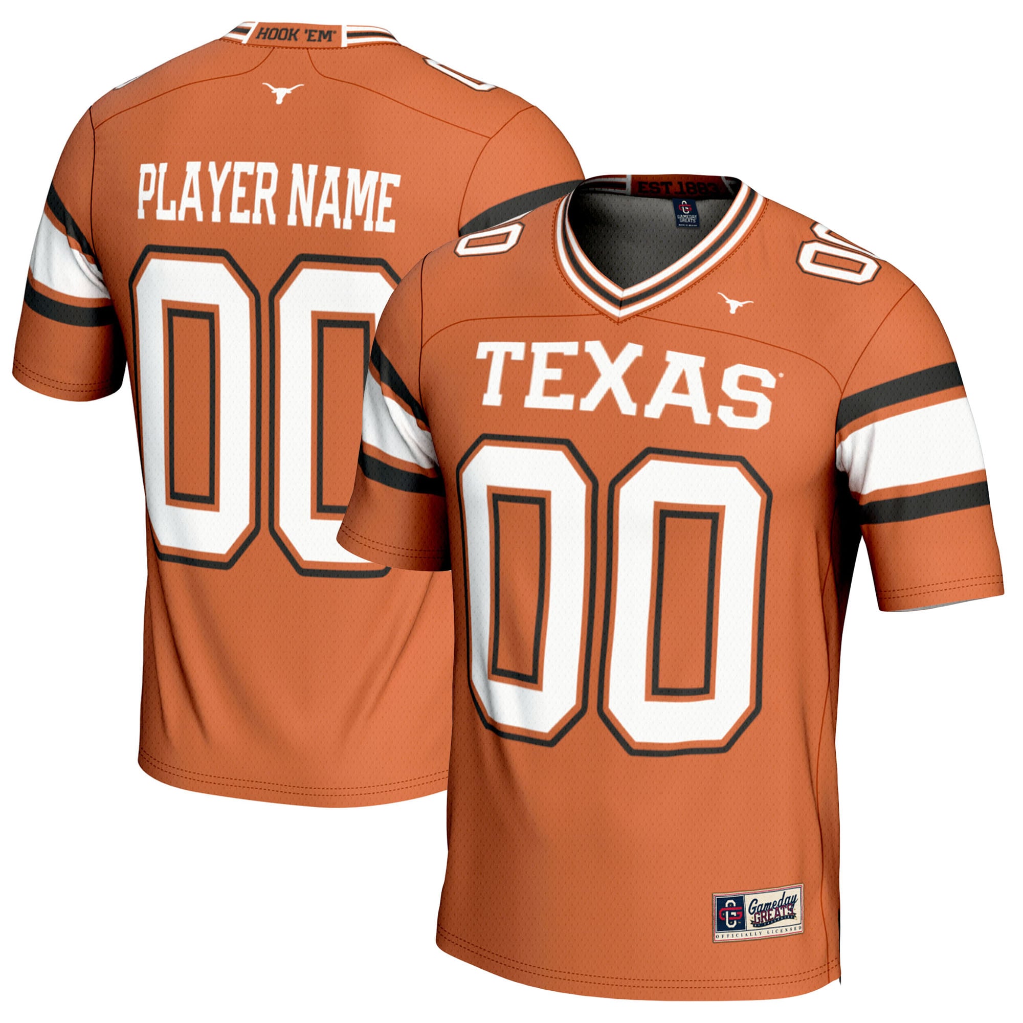 Texas Longhorns Youth Football Jersey Texas Orange - front and back view