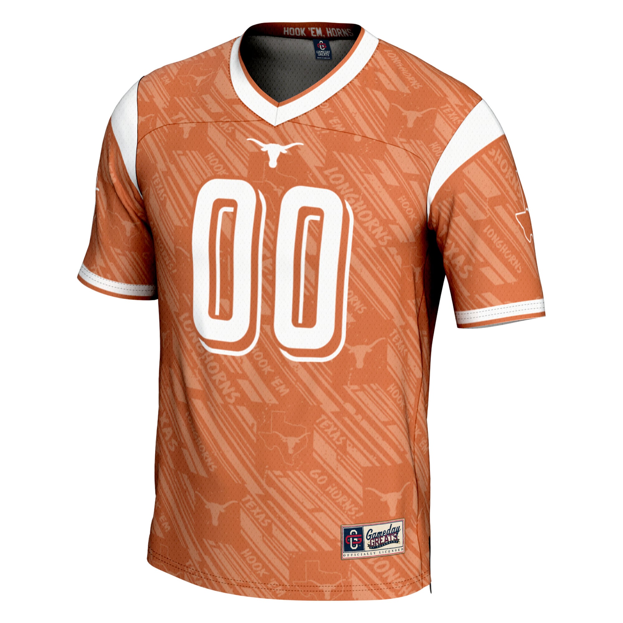 Texas Longhorns Youth Highlight Print Football Jersey Texas Orange - front view
