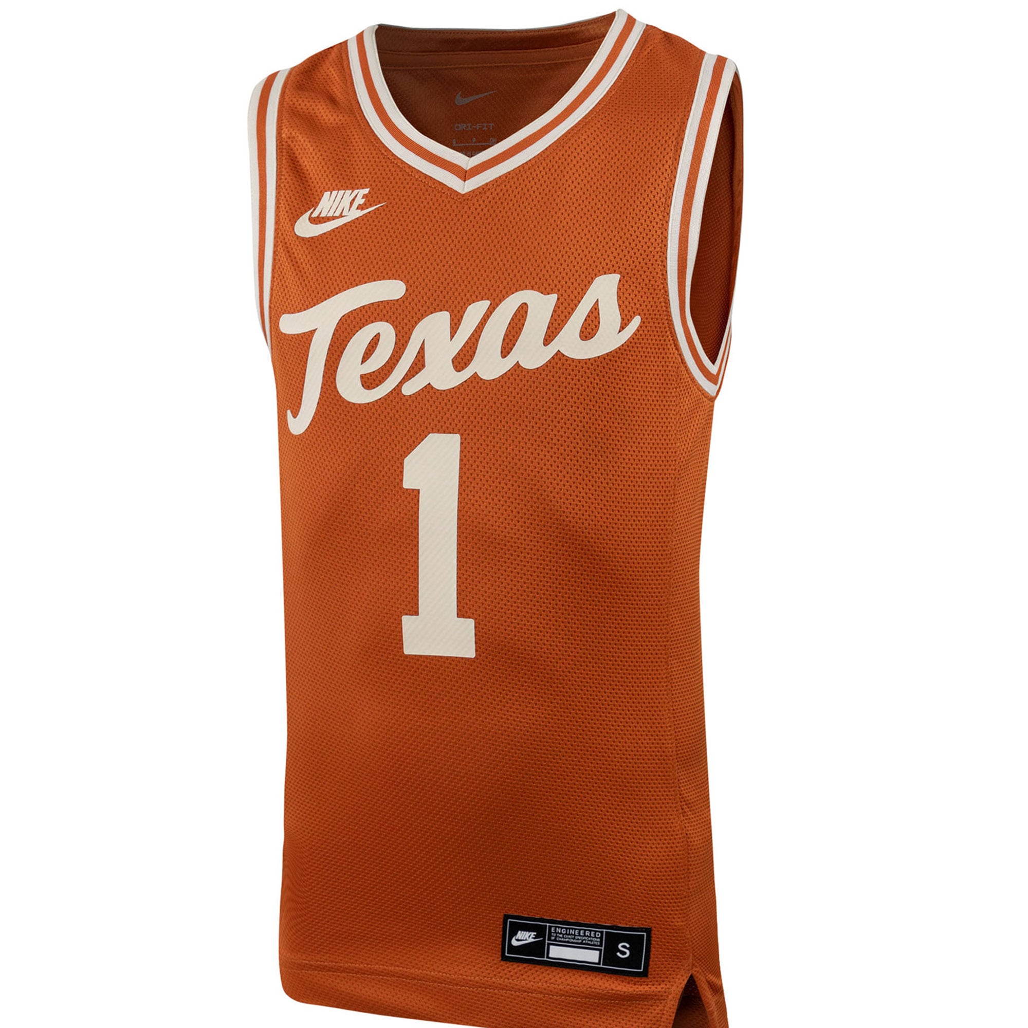 #1 Texas Longhorns Youth Icon Basketball Jersey Texas Orange - front view