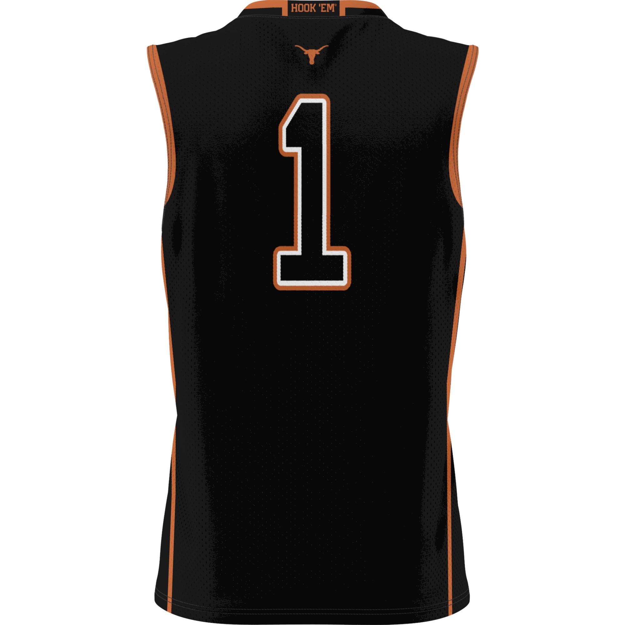 #1 Texas Longhorns Youth Lightweight Basketball Jersey Black - back view