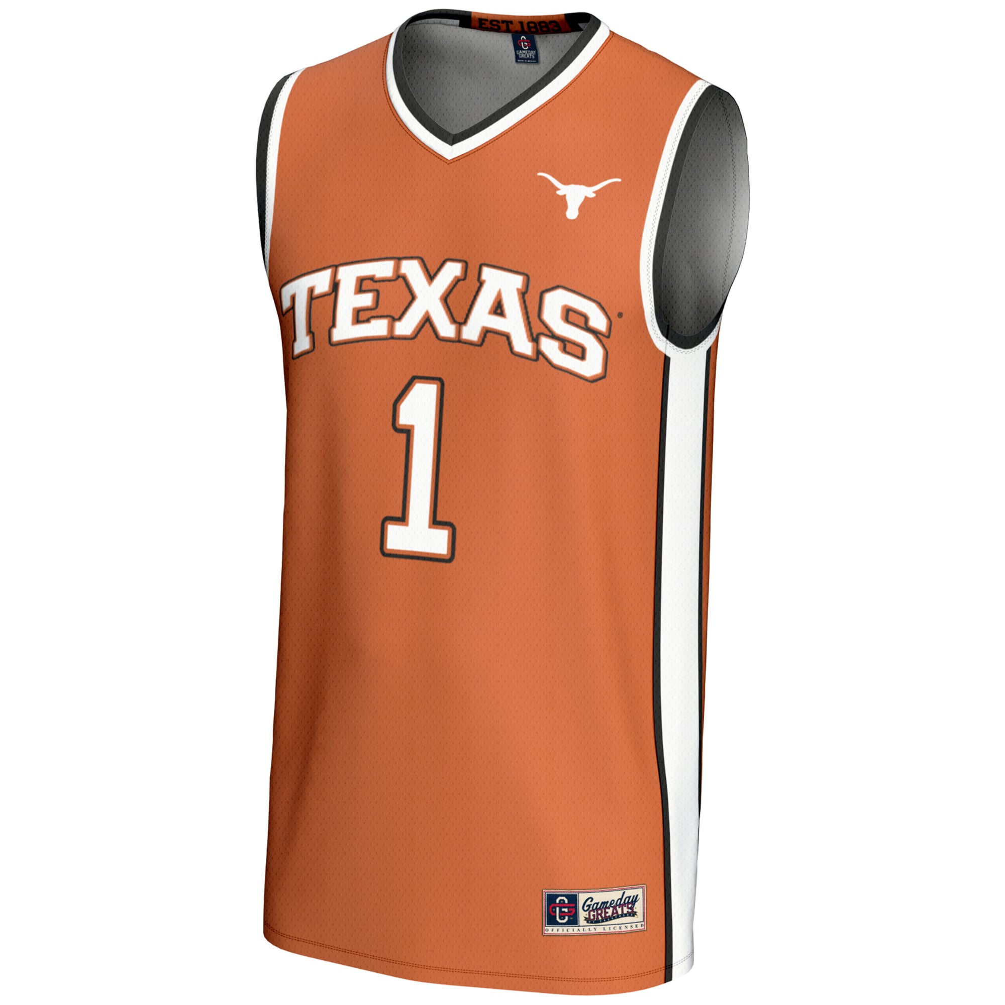 #1 Texas Longhorns Youth Lightweight Collegiate Basketball Jersey Texas Orange - front view