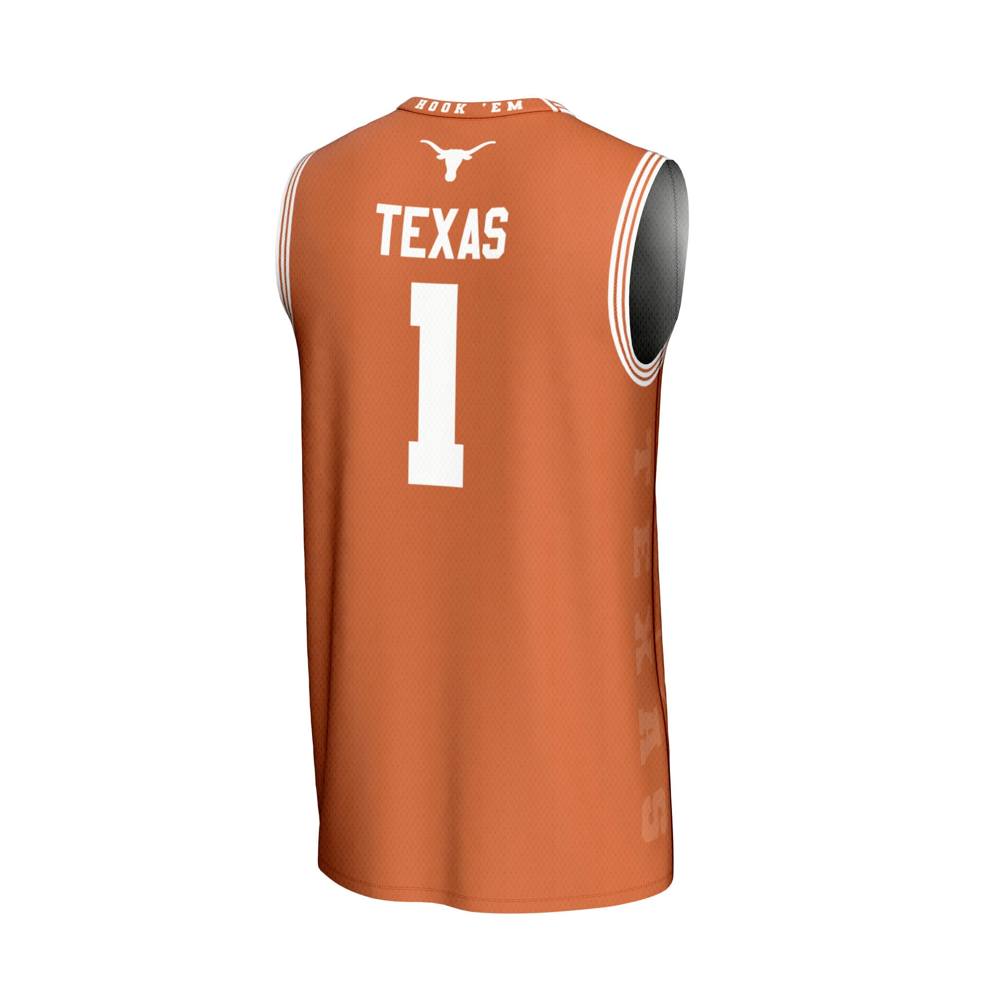 #1 Texas Longhorns Youth Lightweight Icon Print Basketball Jersey Texas Orange - back view