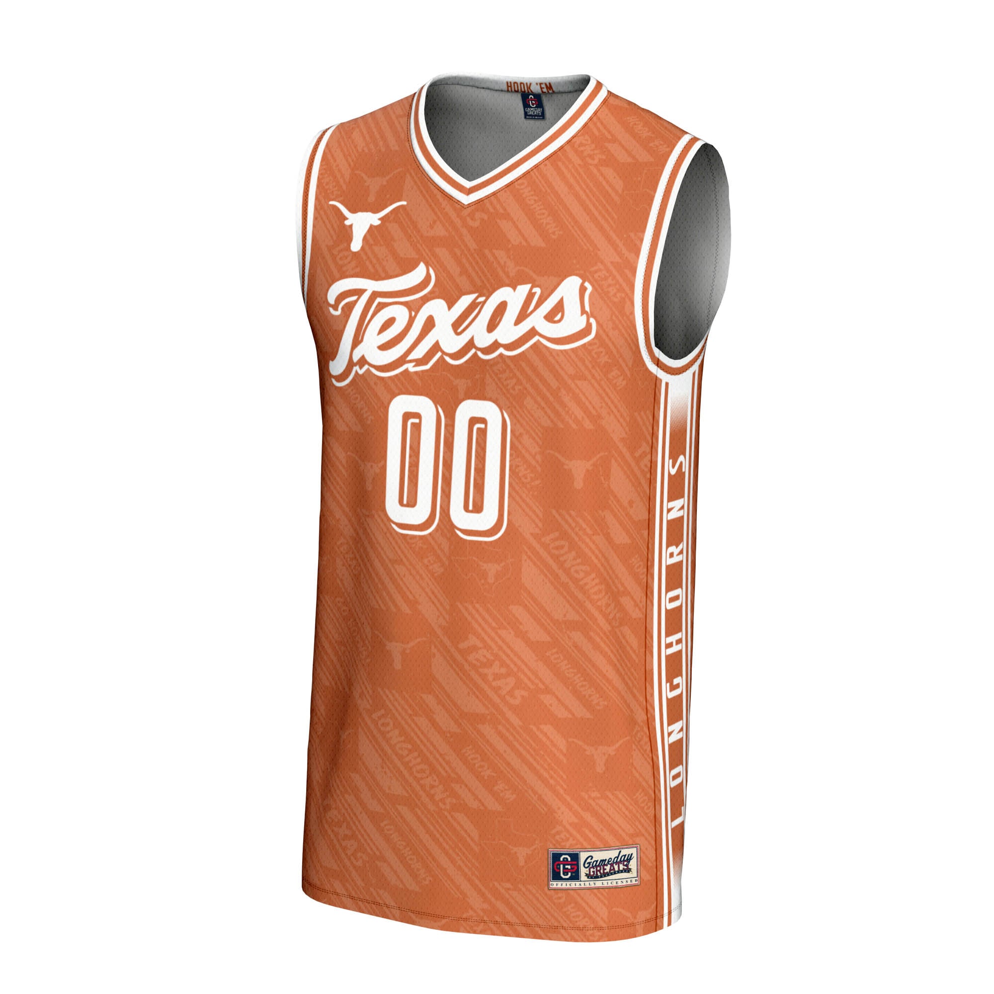 Texas Longhorns Youth Men's Basketball Highlight Print Lightweight Jersey Texas Orange - front view