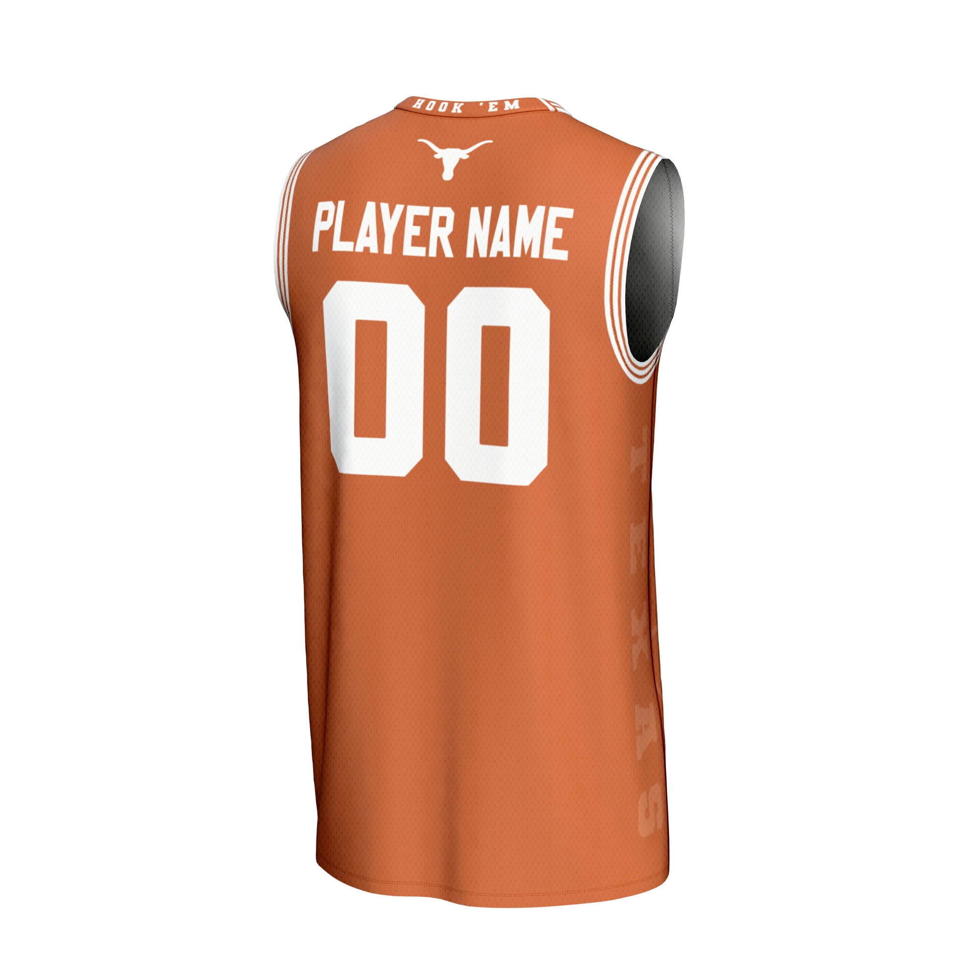 Texas Longhorns Youth Men's Basketball Icon Print Lightweight Jersey Texas Orange - back view