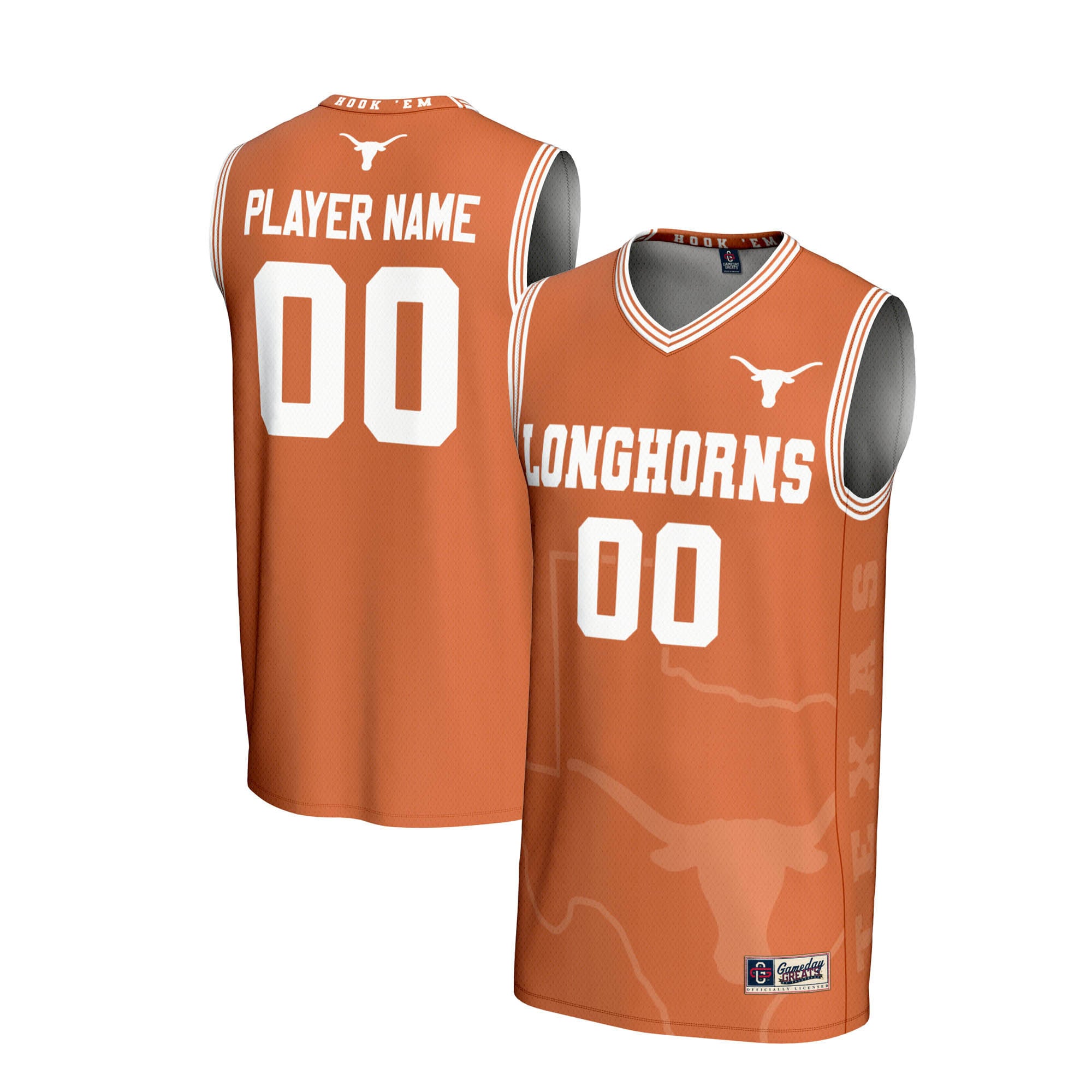 Texas Longhorns Youth Men's Basketball Icon Print Lightweight Jersey Texas - front and back view