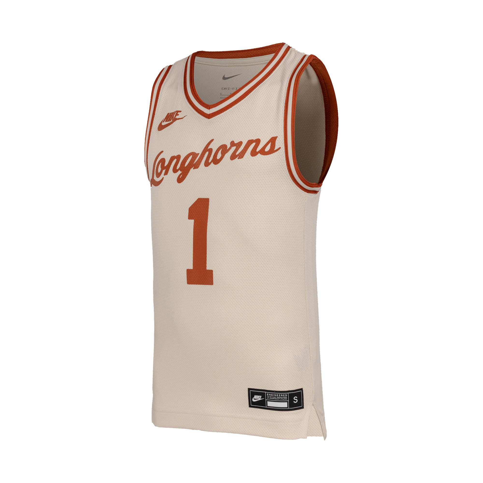 #1 Texas Longhorns Youth Retro Basketball Jersey Natural - back view