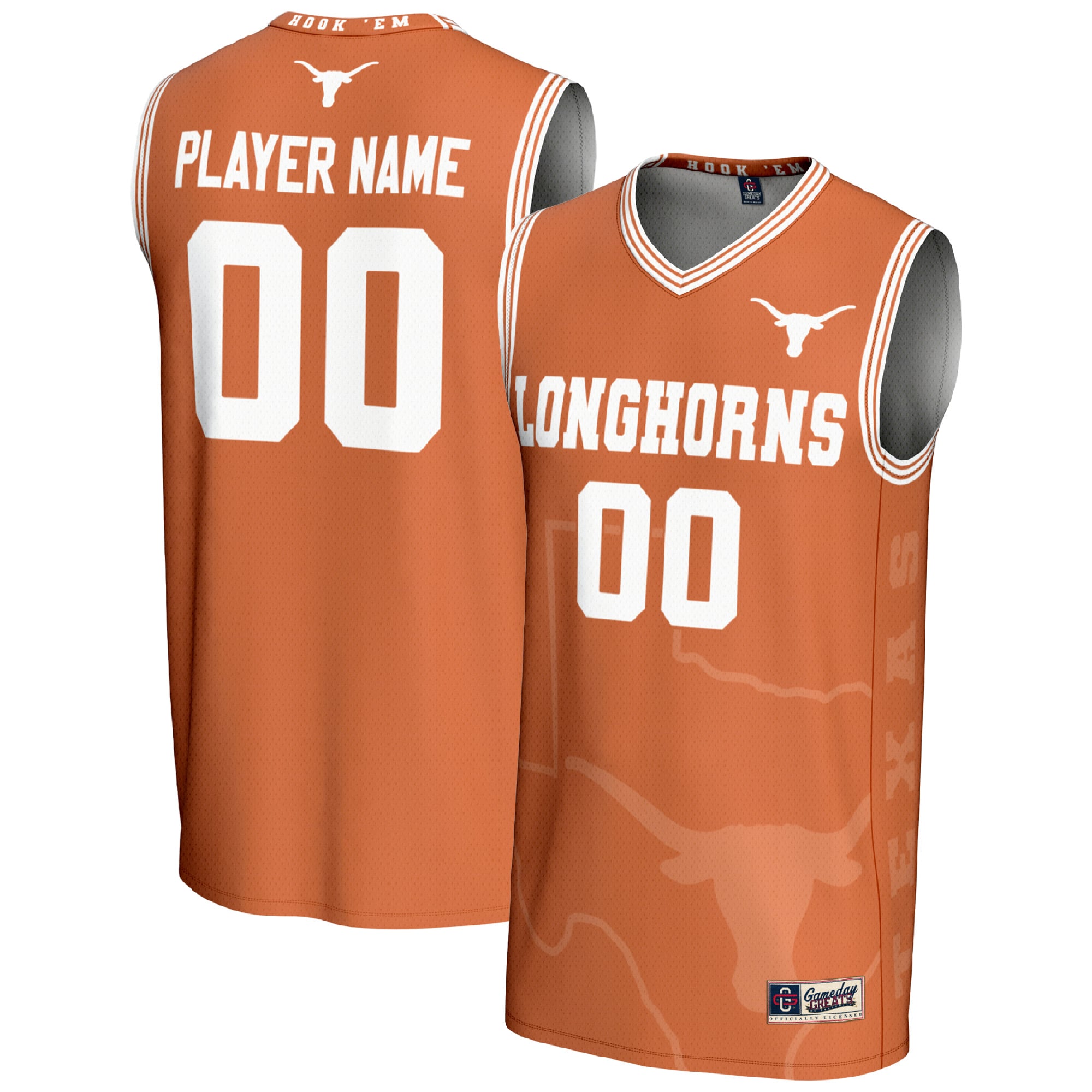 Texas Longhorns Youth Women's Basketball Lightweight Icon Print Jersey Texas - front and back view