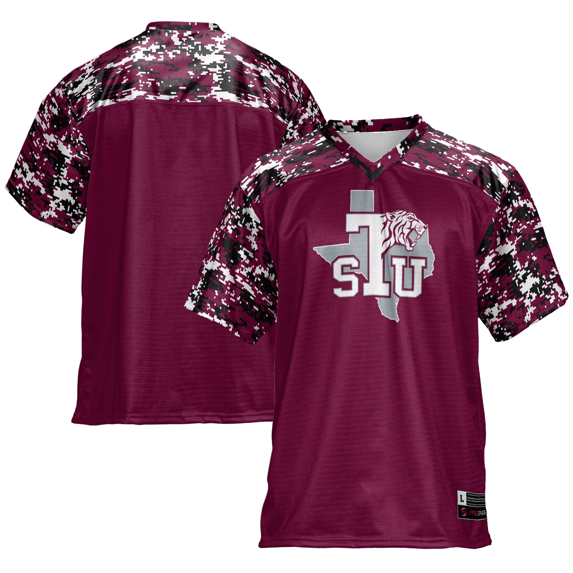Texas Southern Tigers Football Jersey Maroon - front and back view