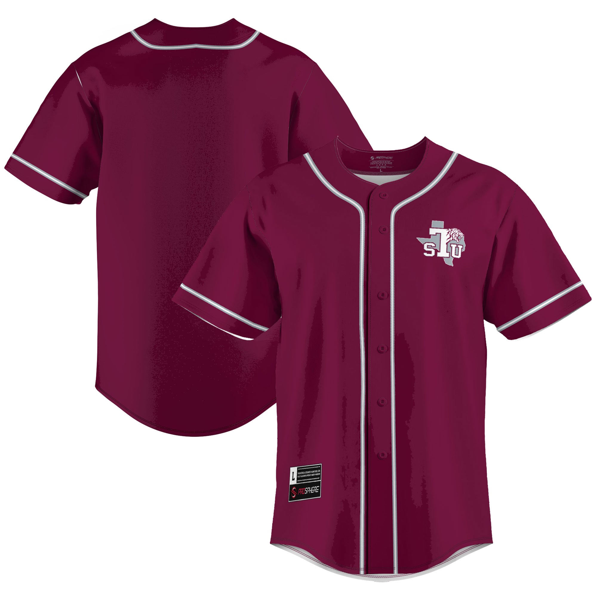 Texas Southern Tigers Lightweight Baseball Jersey Maroon - front and back view