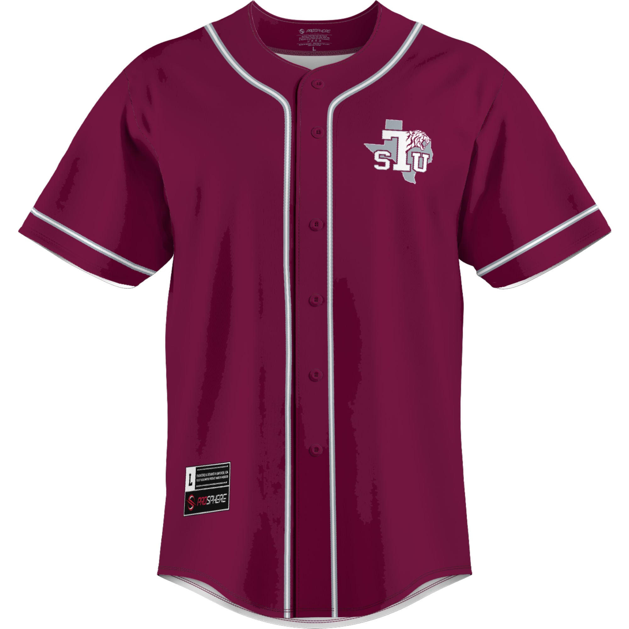 Texas Southern Tigers Lightweight Baseball Jersey Maroon - front view
