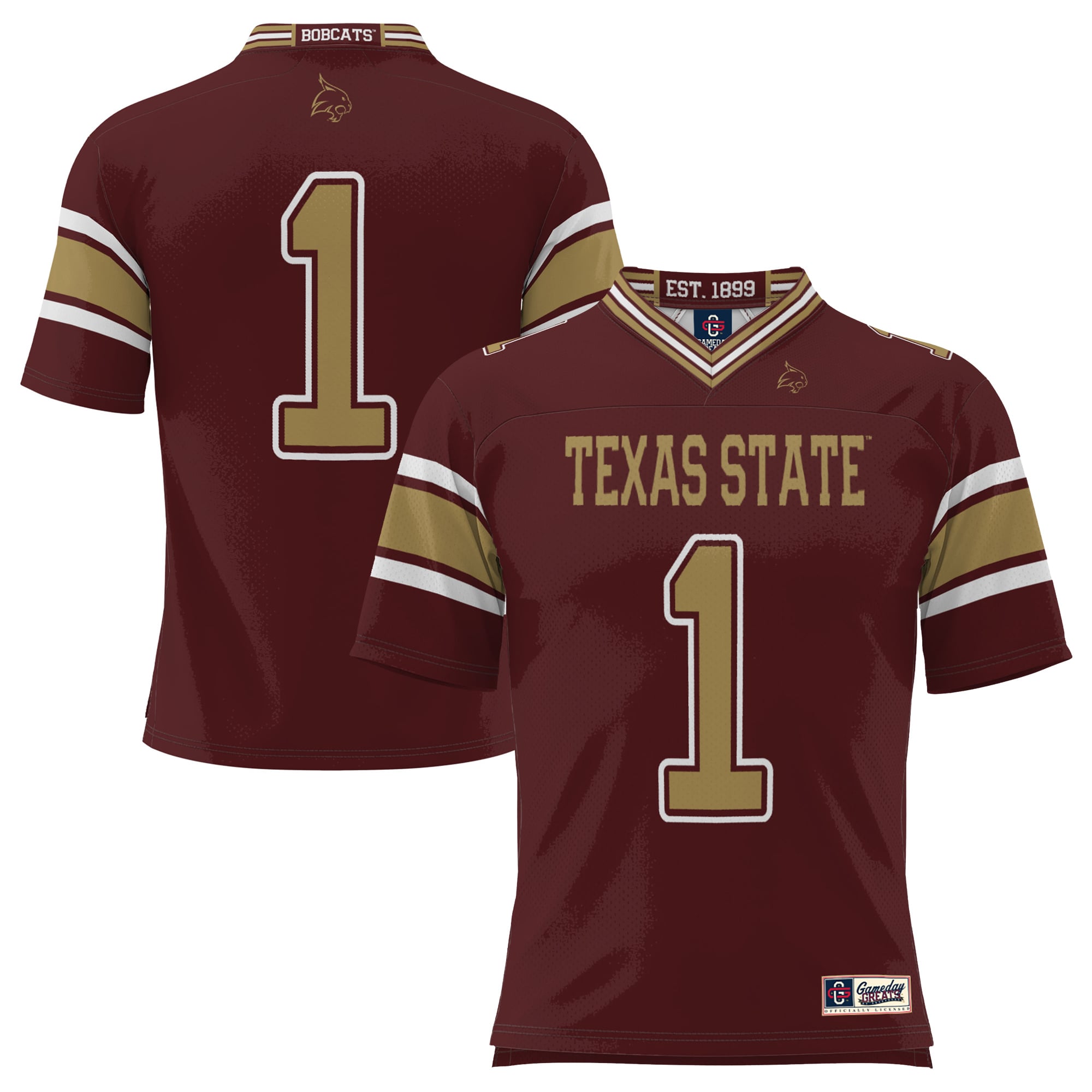 #1 Texas State Bobcats Endzone Football Jersey Maroon - front view