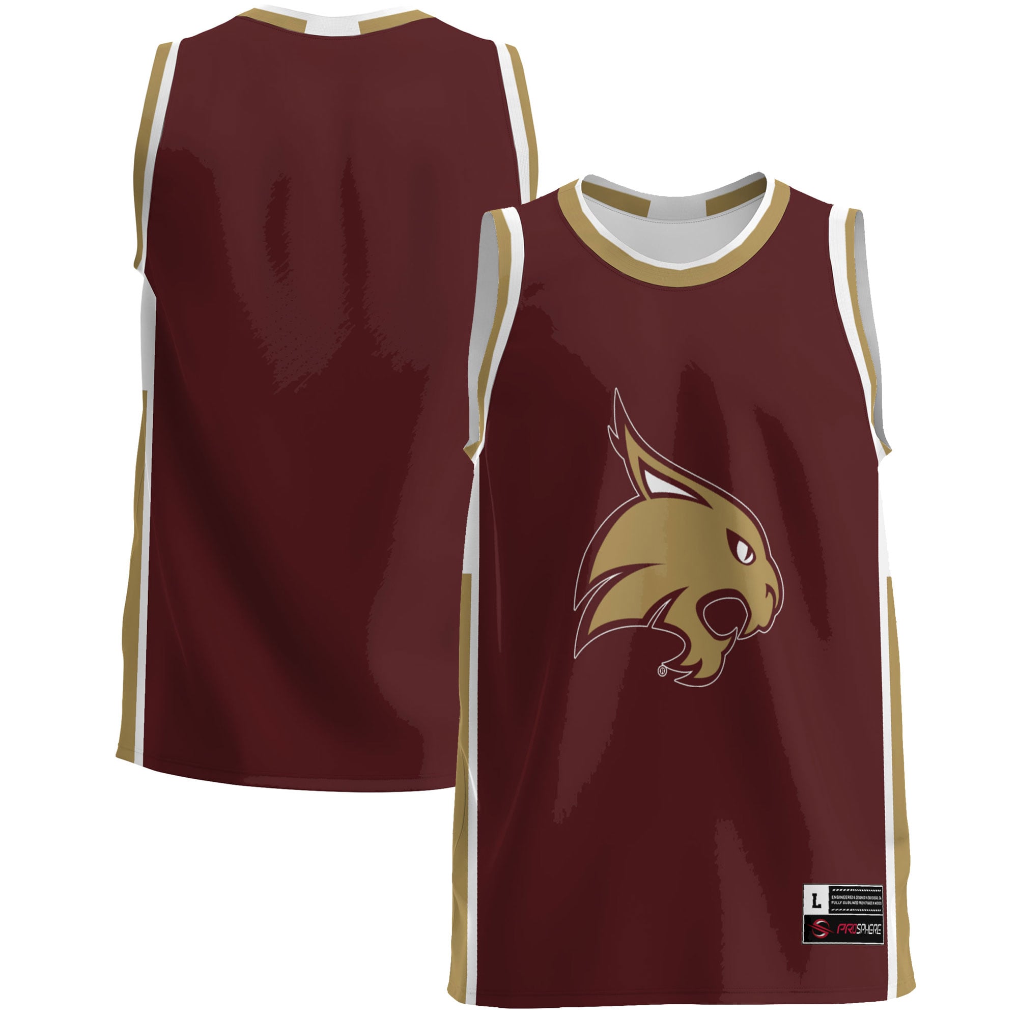 Texas State Bobcats Lightweight Basketball Jersey Maroon - front and back view