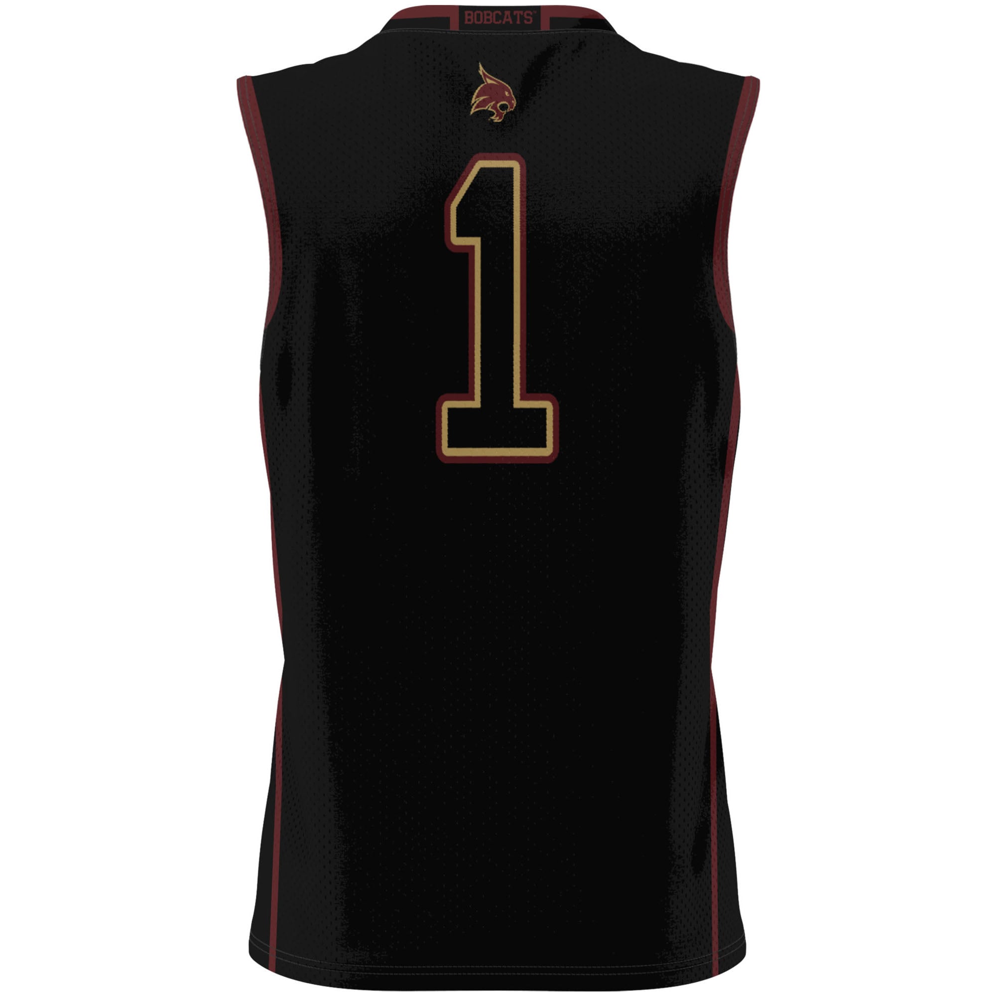 #1 Texas State Bobcats Unisex Lightweight Basketball Jersey Black - back view