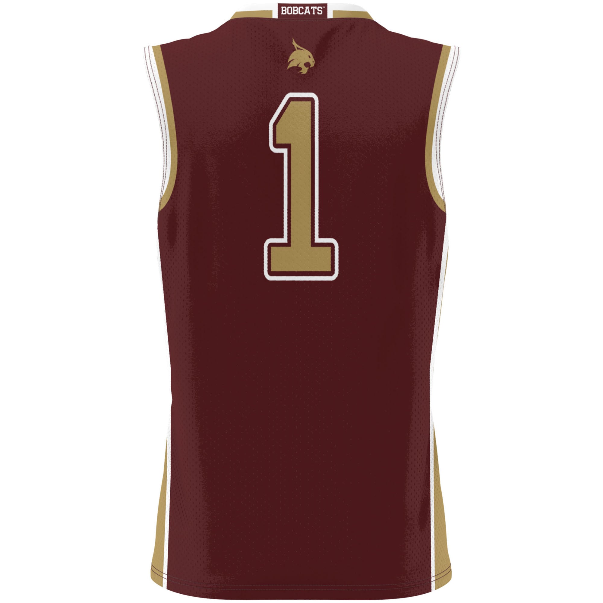 #1 Texas State Bobcats Unisex Lightweight Basketball Jersey Maroon - back view