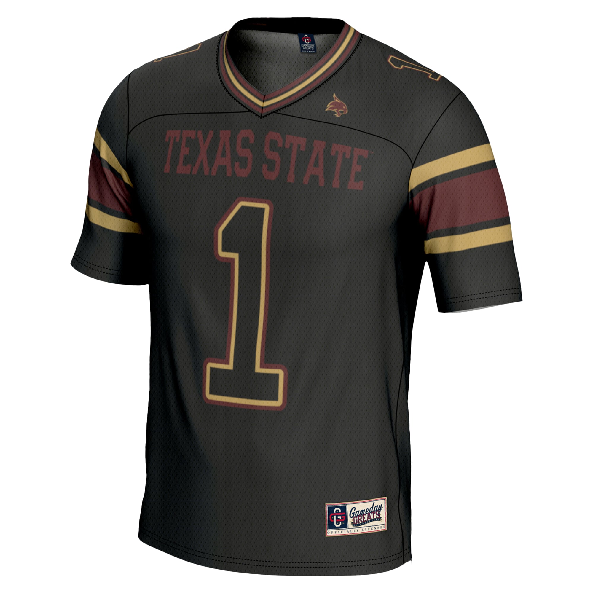 #1 Texas State Bobcats Youth Endzone Football Jersey Black - back view