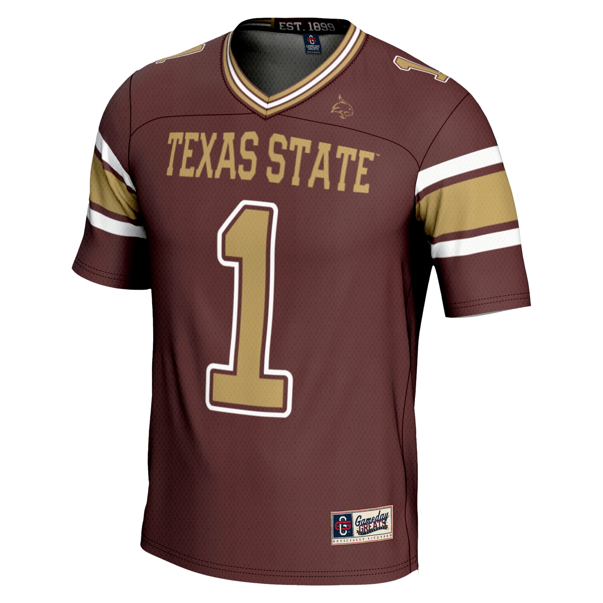 #1 Texas State Bobcats Youth Endzone Football Jersey Maroon - back view