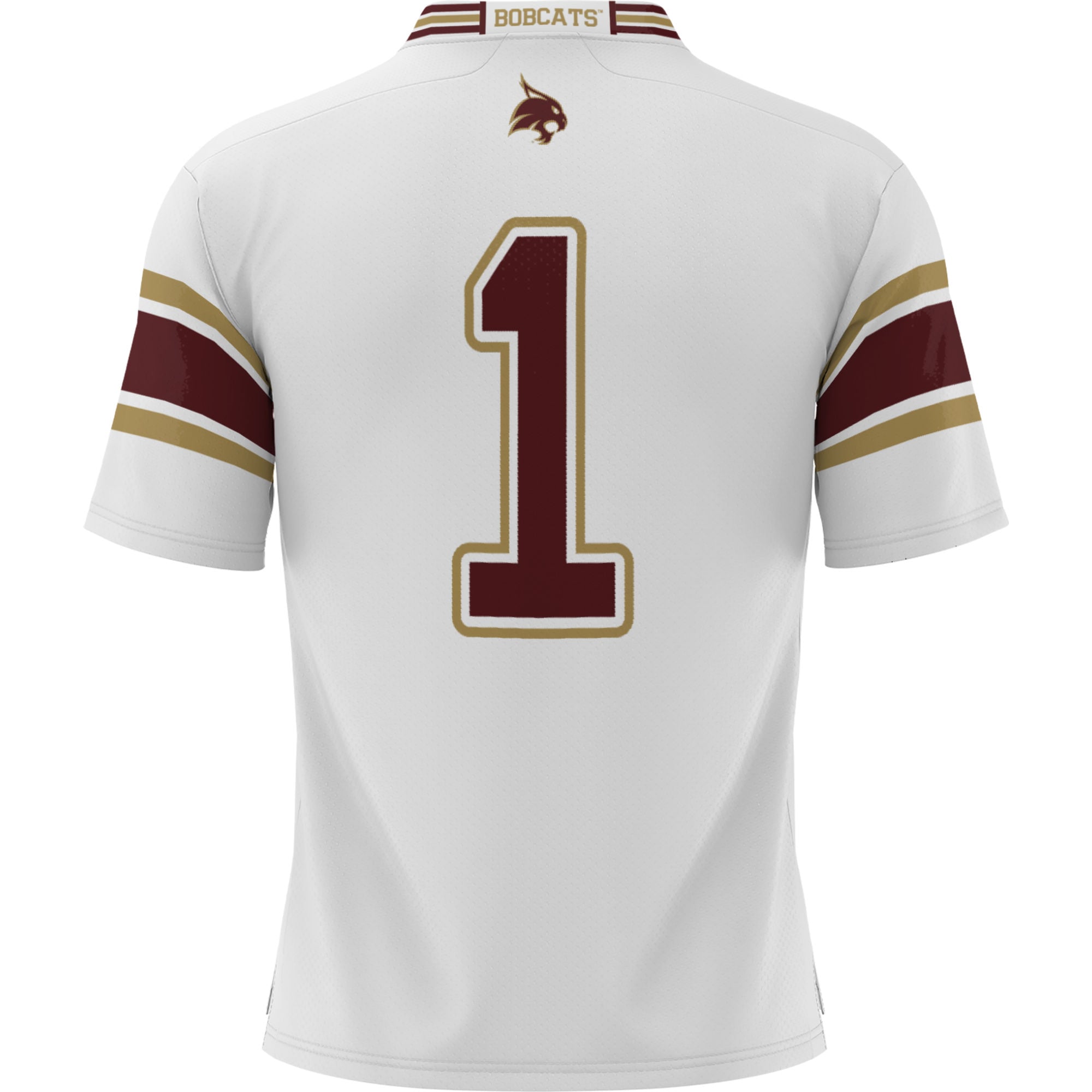#1 Texas State Bobcats Youth Football Jersey White - back view