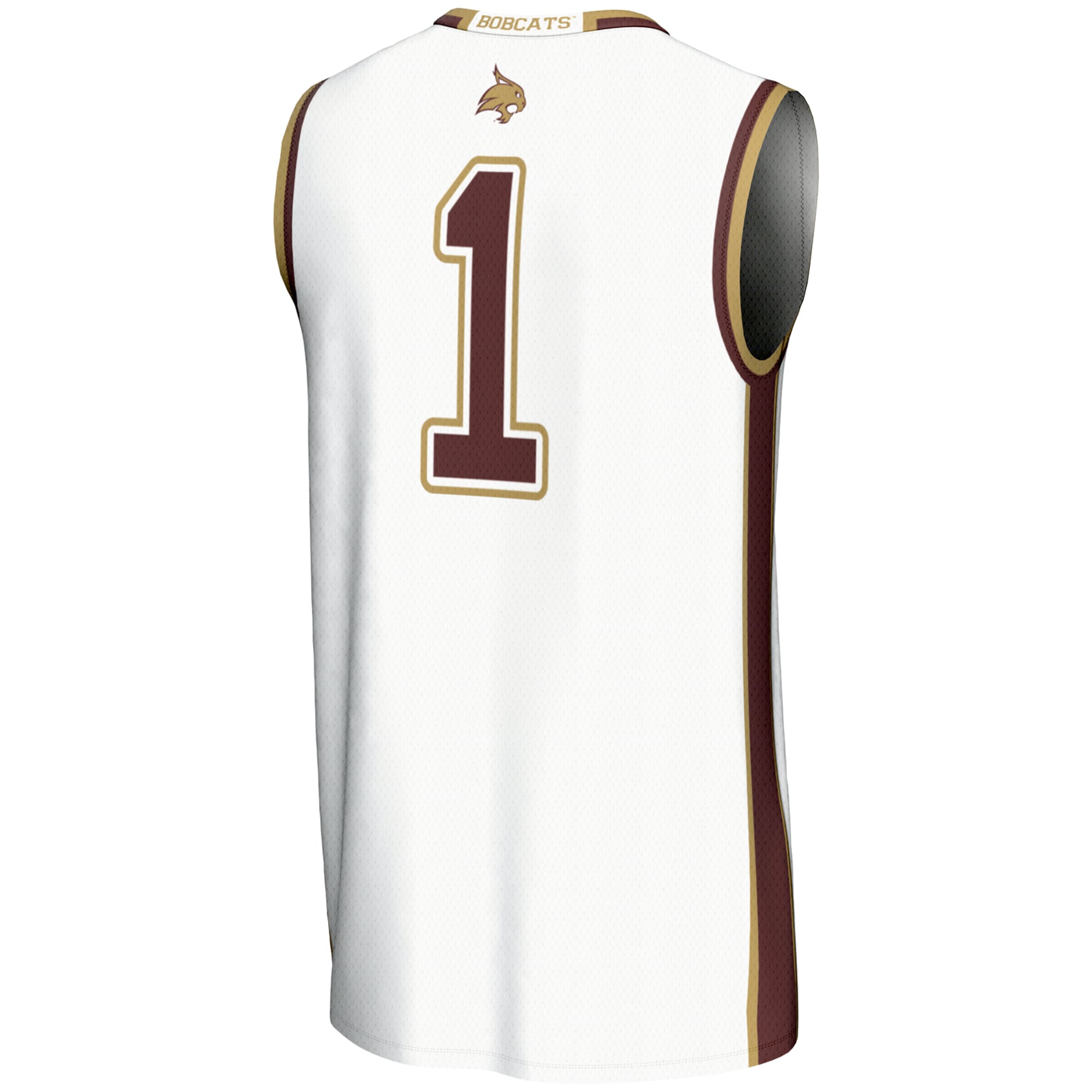 #1 Texas State Bobcats Youth Lightweight Basketball Jersey White - back view