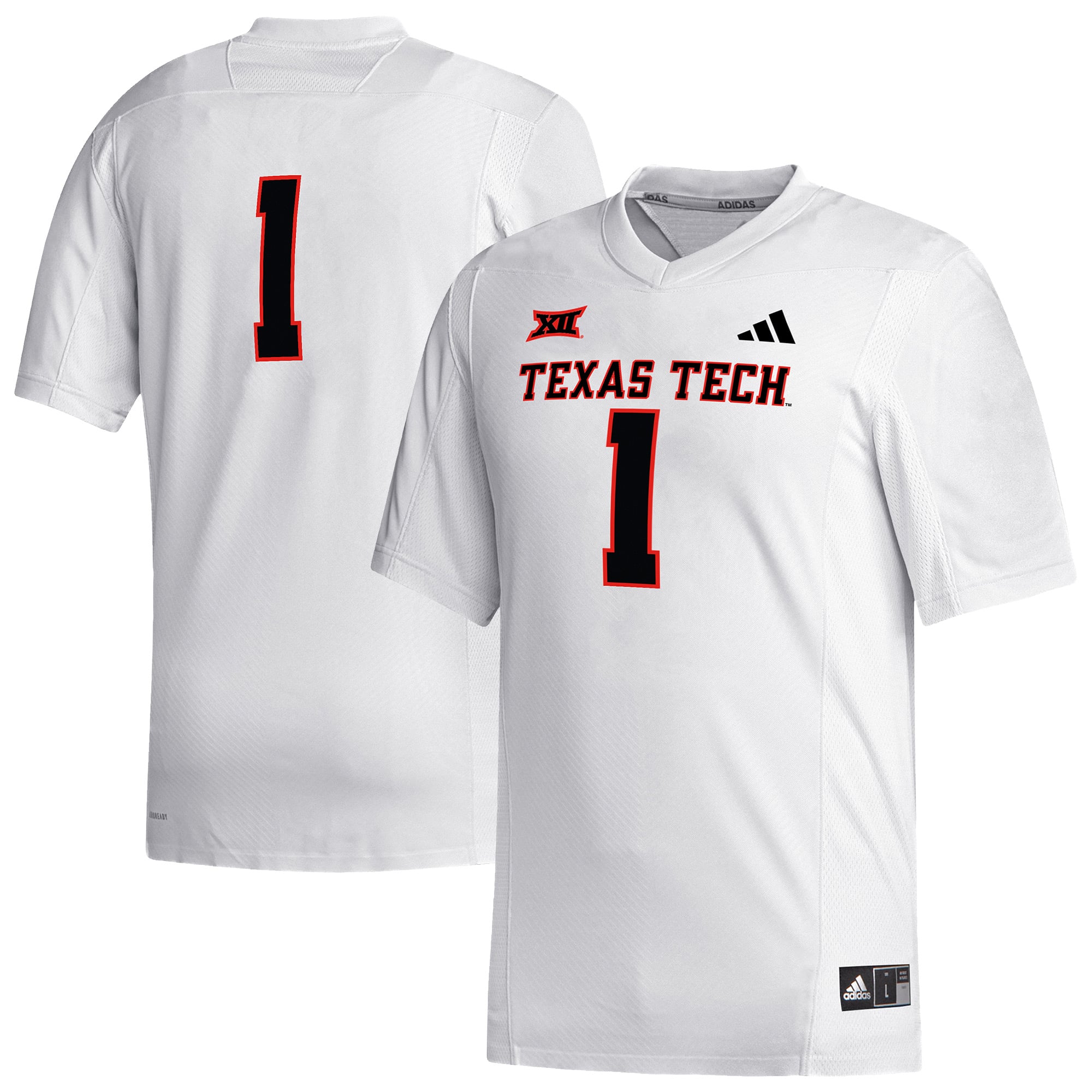 #1 Texas Tech Red Raiders Football Jersey White - front and back view
