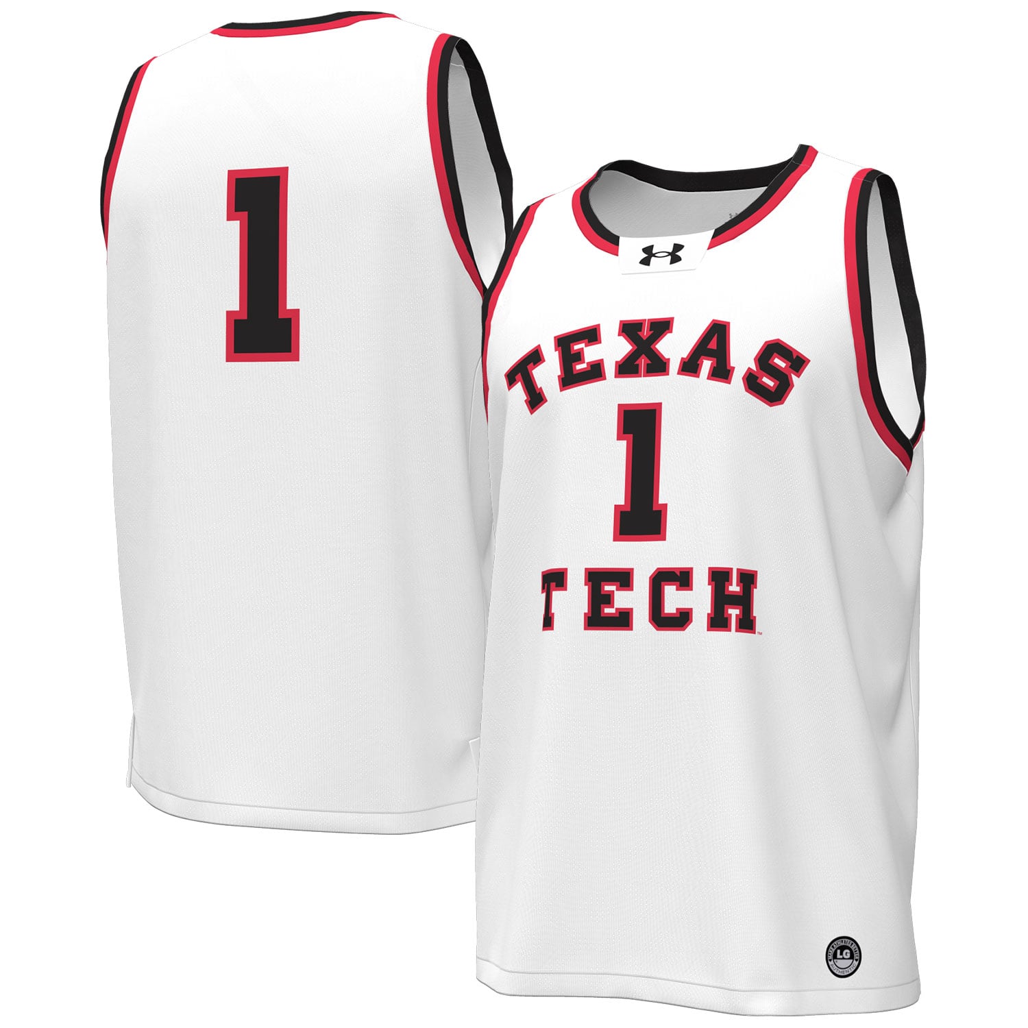 #1 Texas Tech Red Raiders Throwback Basketball Jersey White - front and back view