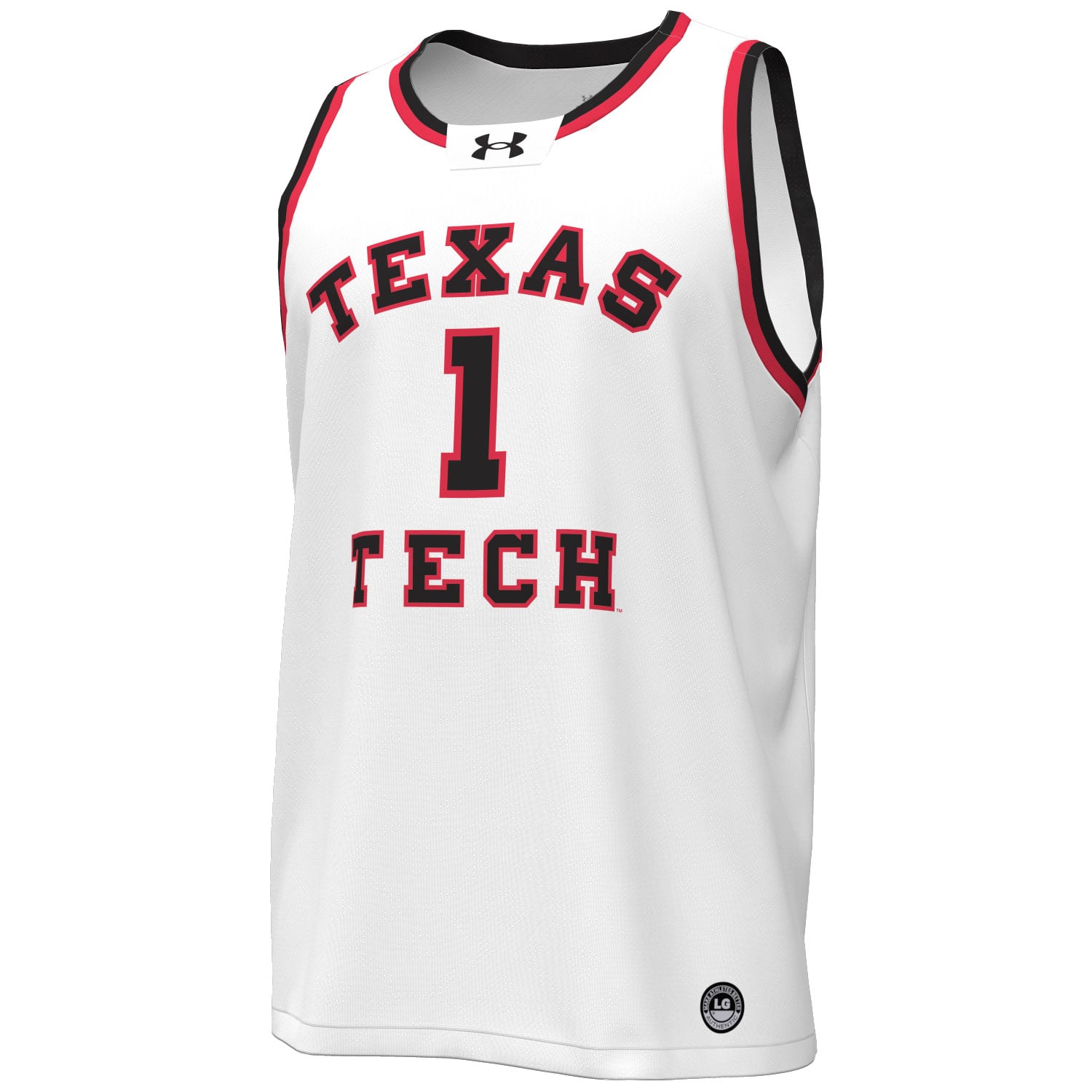 #1 Texas Tech Red Raiders Throwback Basketball Jersey White - front view
