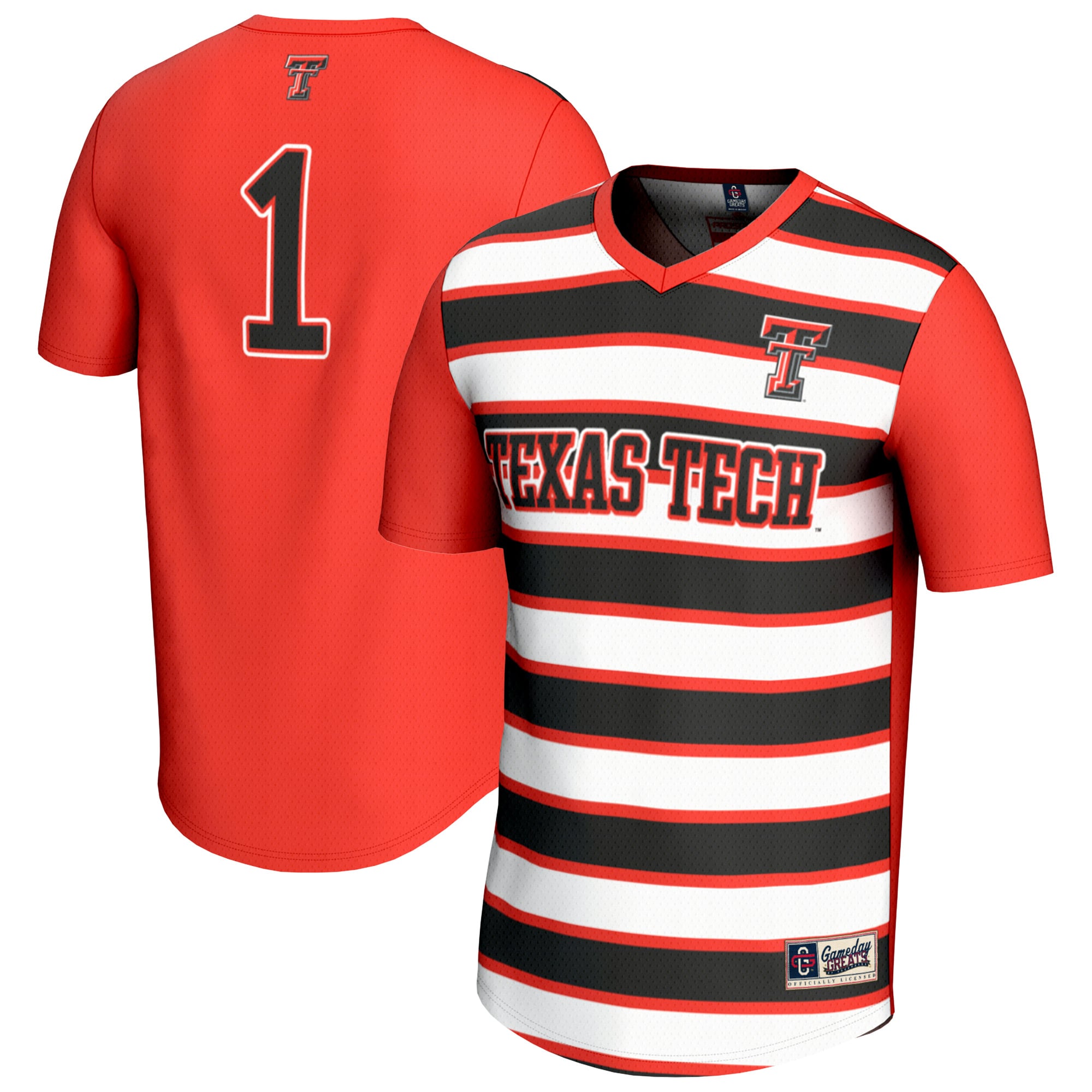 #1 Texas Tech Red Raiders Unisex Lightweight Soccer Fashion Jersey Red - front and back view