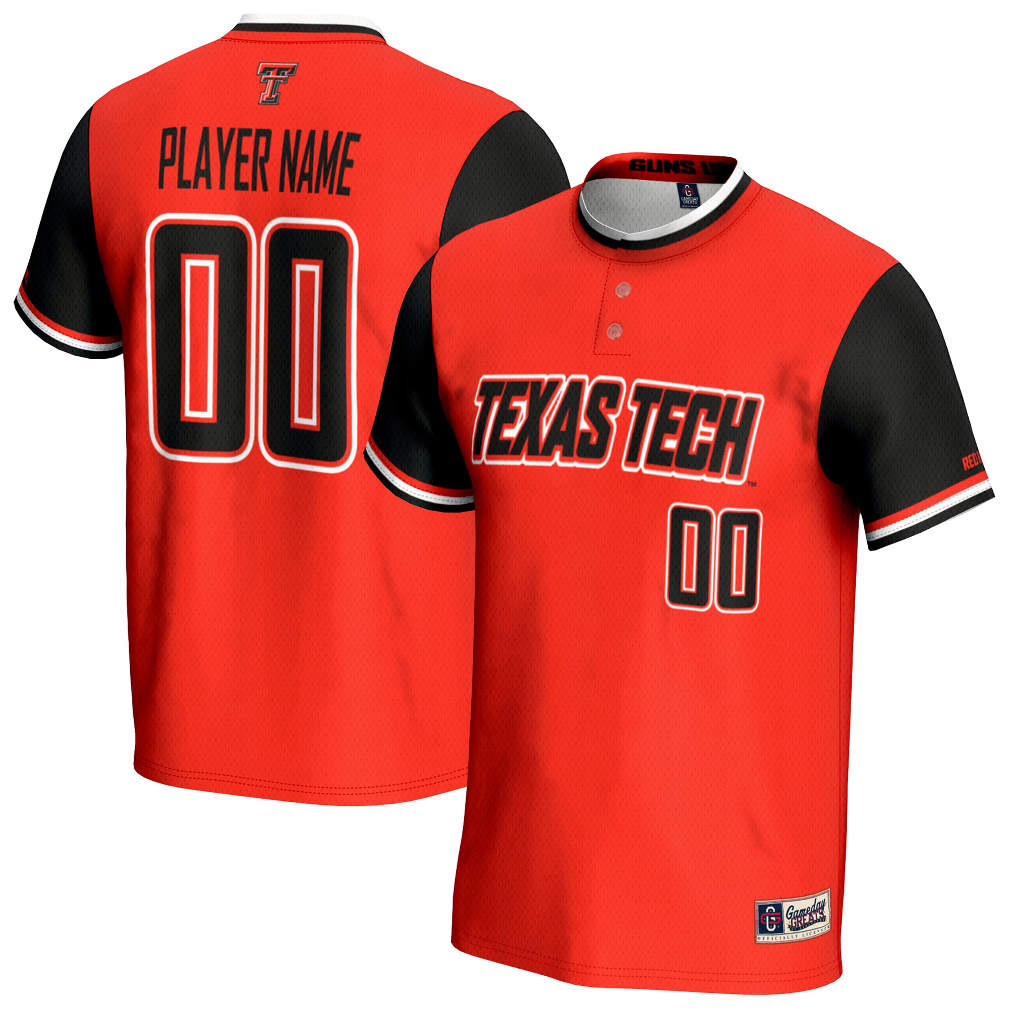 Texas Tech Red Raiders Youth Lightweight Softball Jersey Red - front and back view