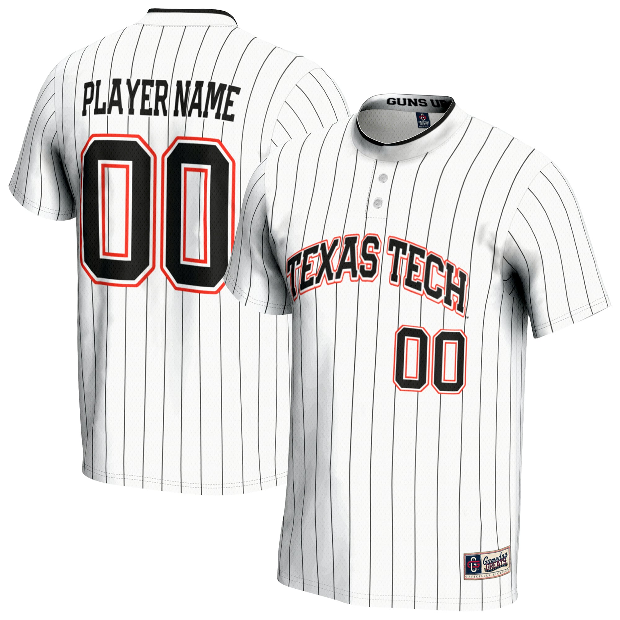 Texas Tech Red Raiders Youth Lightweight Softball Jersey White - front and back view