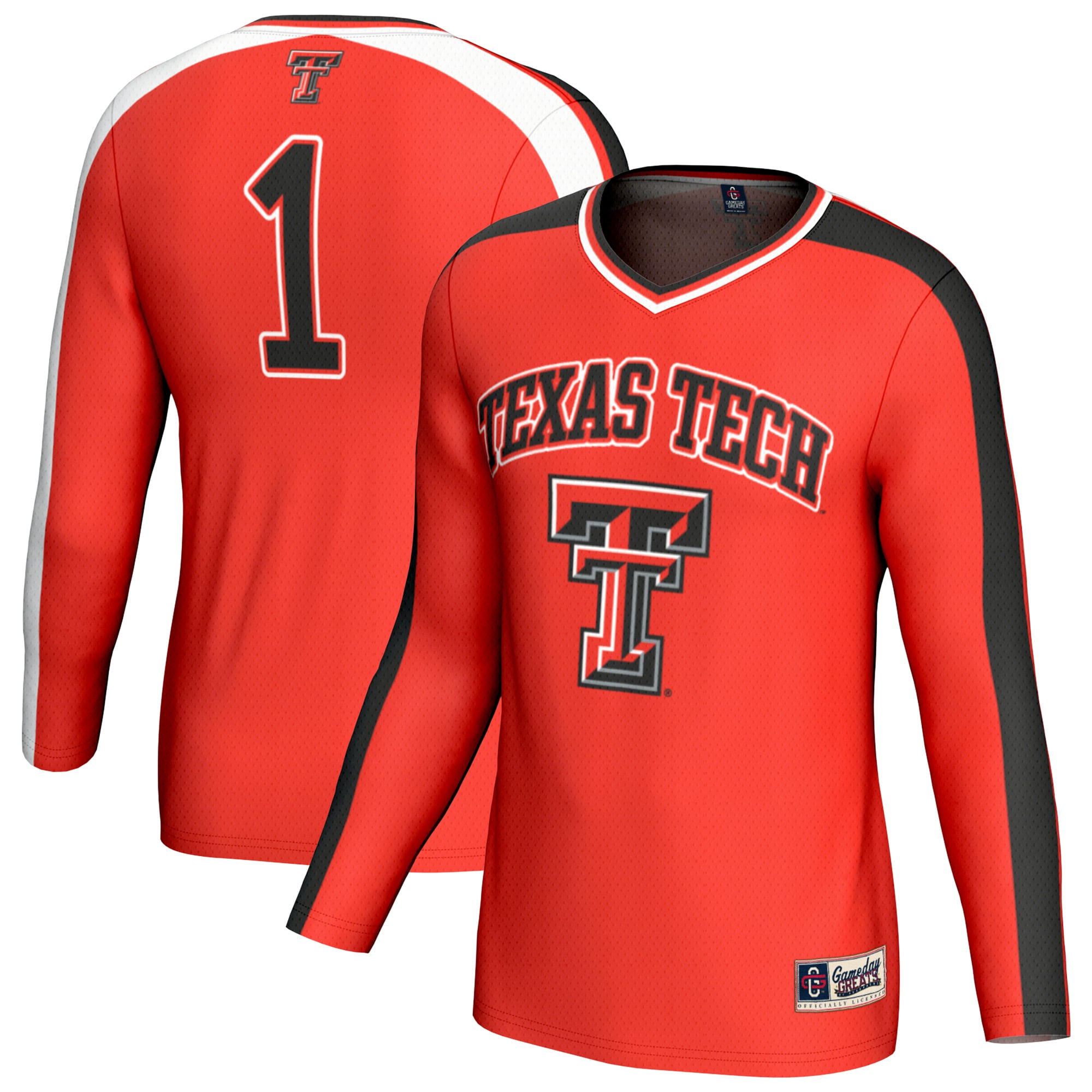 #1 Texas Tech Red Raiders Unisex Lightweight Volleyball Fashion Jersey Red - front and back view