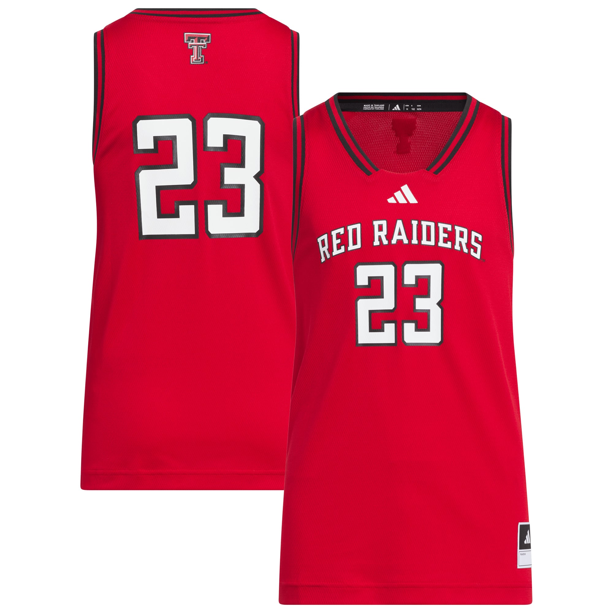 #23 Texas Tech Red Raiders Youth Jersey Red - front and back view