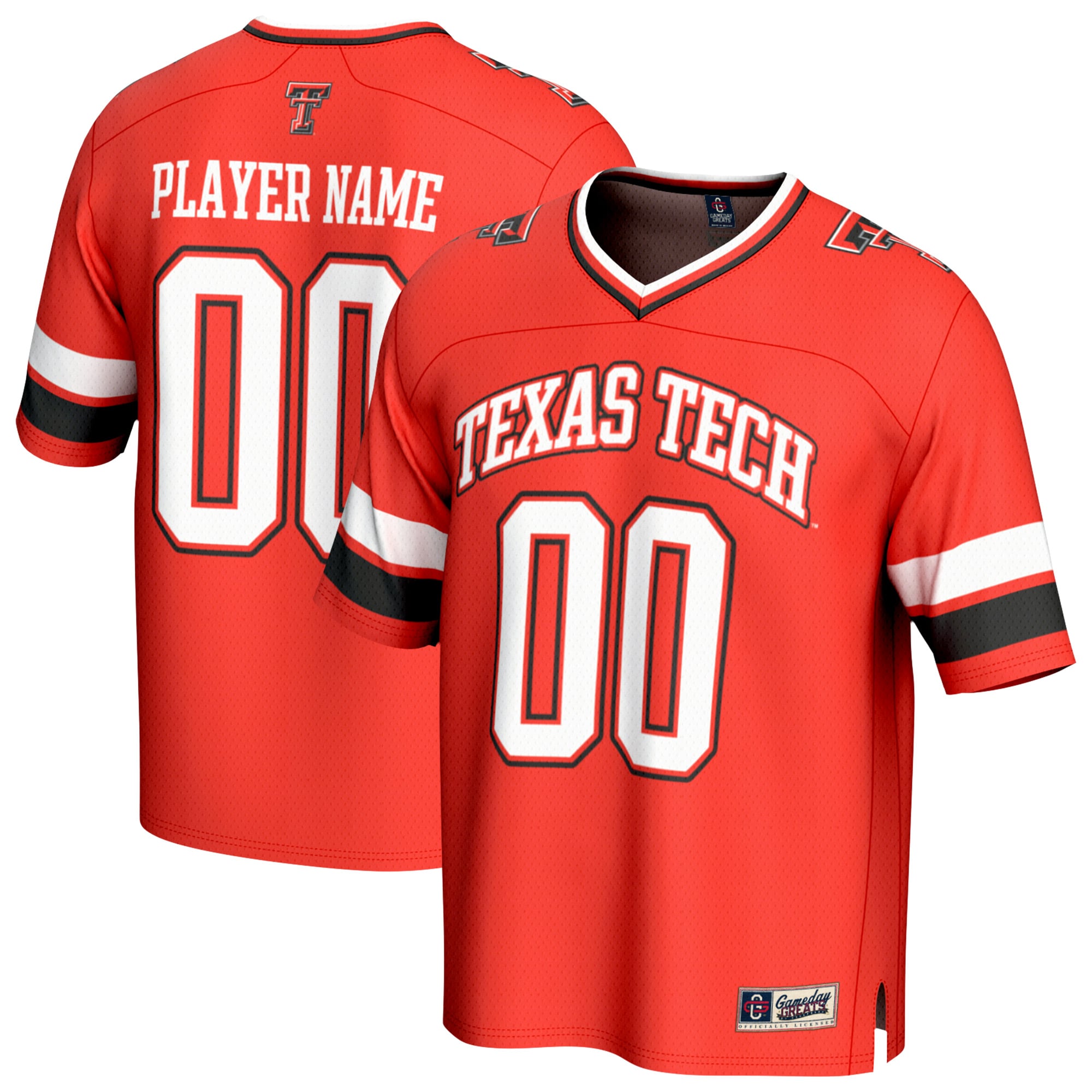 Texas Tech Red Raiders Youth Lightweight Collegiate Football Fashion Jersey - front and back view