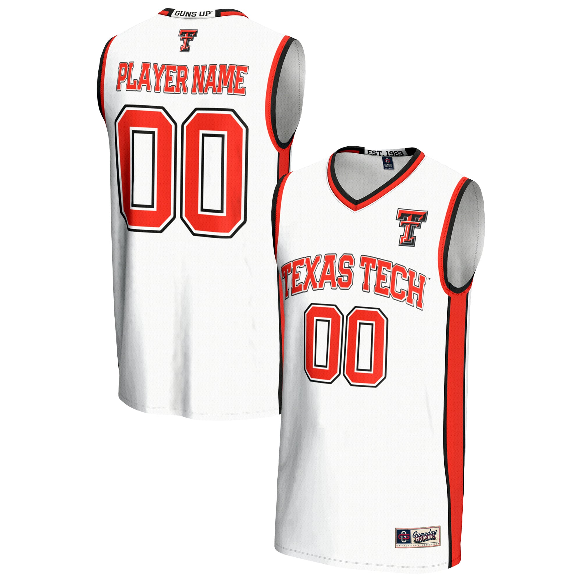 Texas Tech Red Raiders Youth Lightweight Men's Basketball Jersey White - front and back view