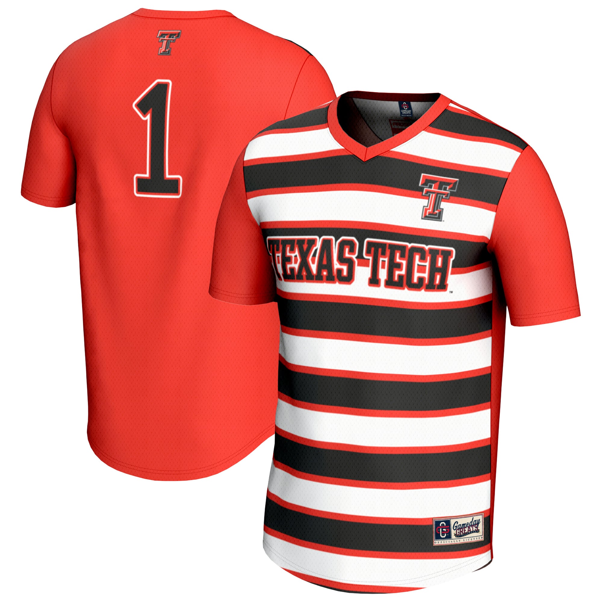 #1 Texas Tech Red Raiders Youth Lightweight Soccer Fashion Jersey Red - front and back view