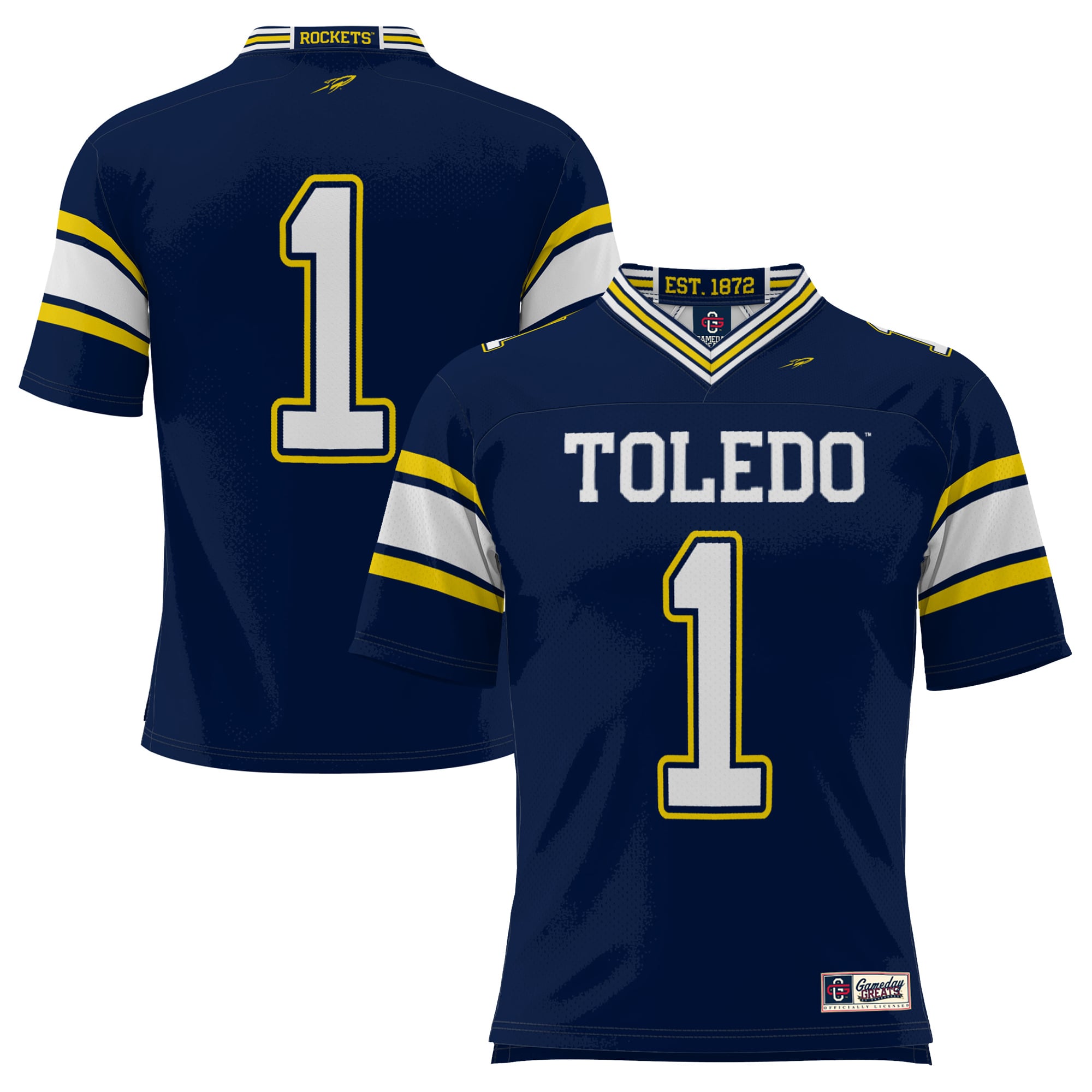 #1 Toledo Rockets Endzone Football Jersey Navy - front view