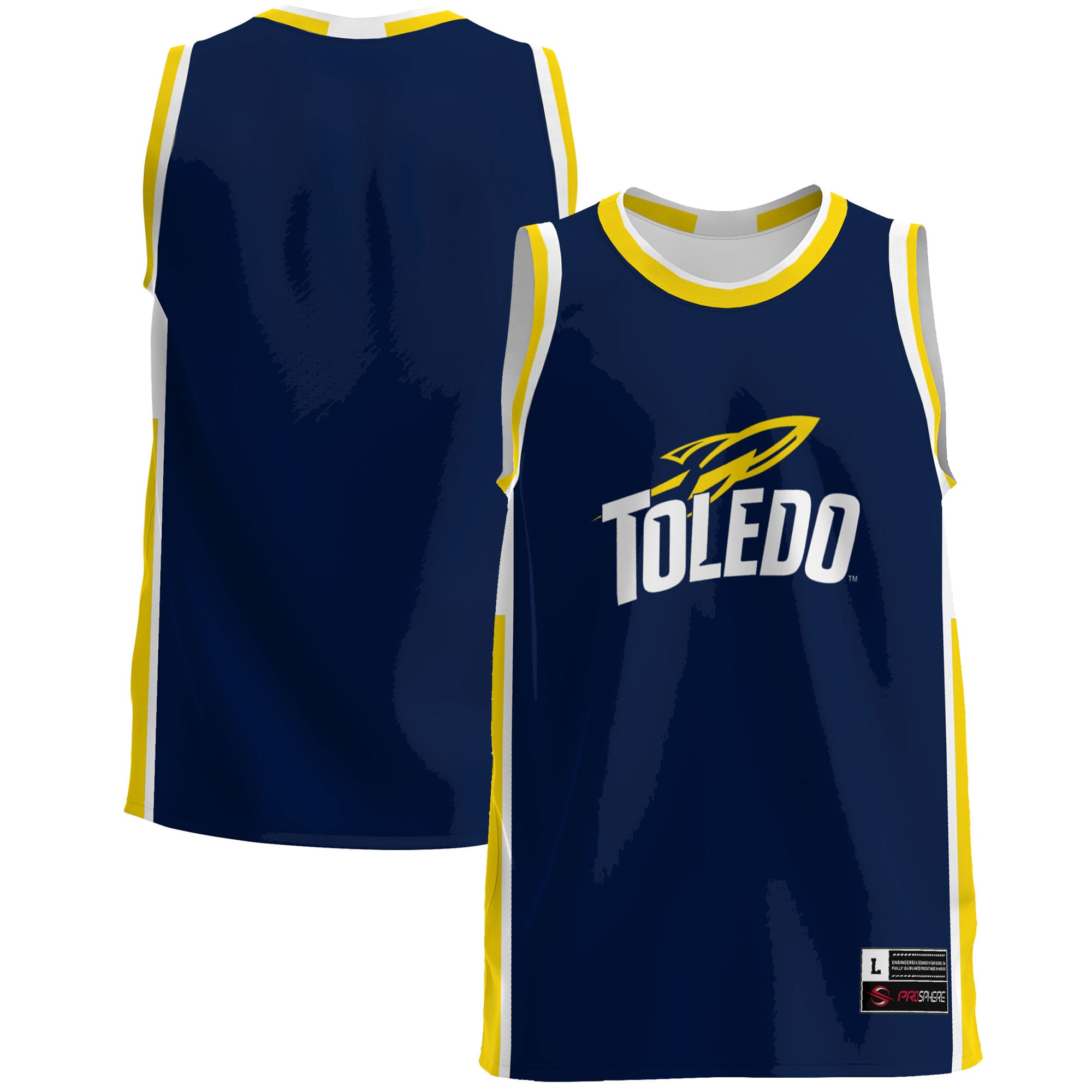 Toledo Rockets Lightweight Basketball Jersey Blue - front and back view