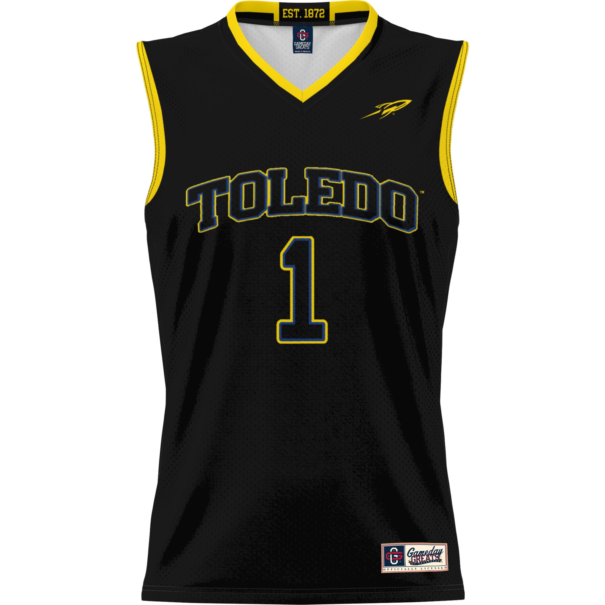 #1 Toledo Rockets Unisex Lightweight Basketball Jersey Black - front view