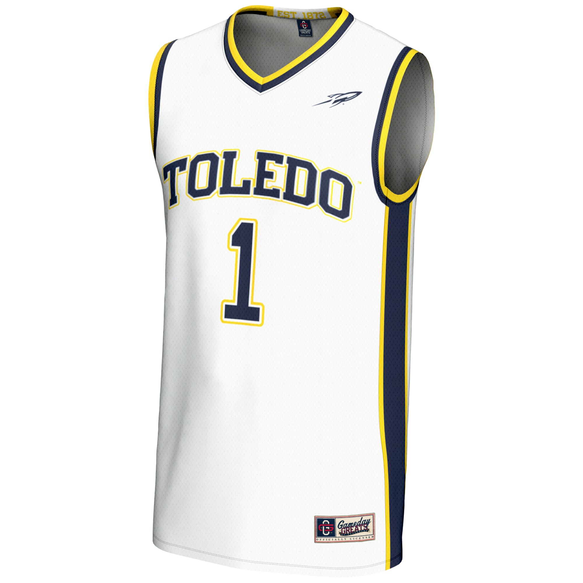 #1 Toledo Rockets Unisex Lightweight Basketball Jersey White - front view
