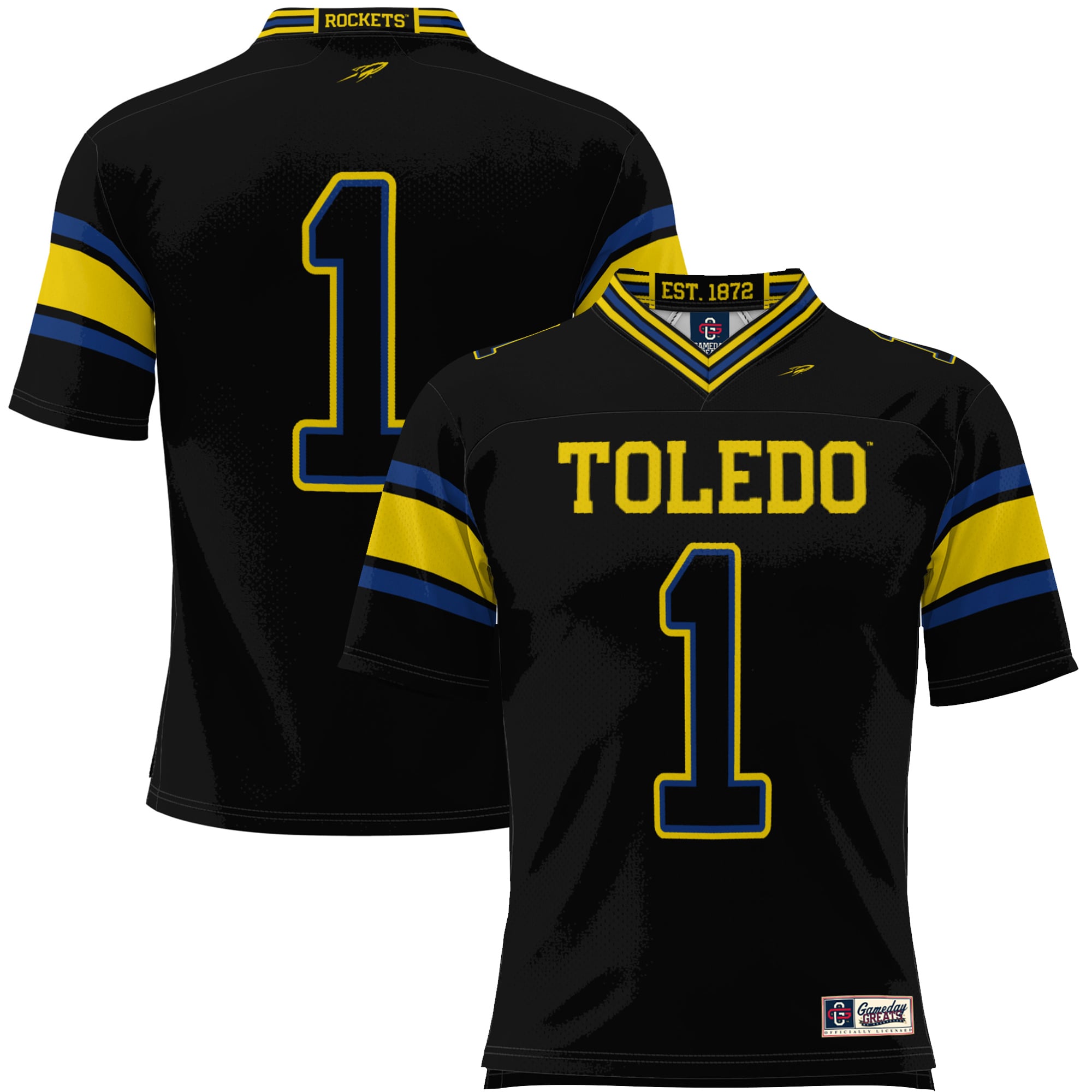 #1 Toledo Rockets Youth Endzone Football Jersey Black - front view